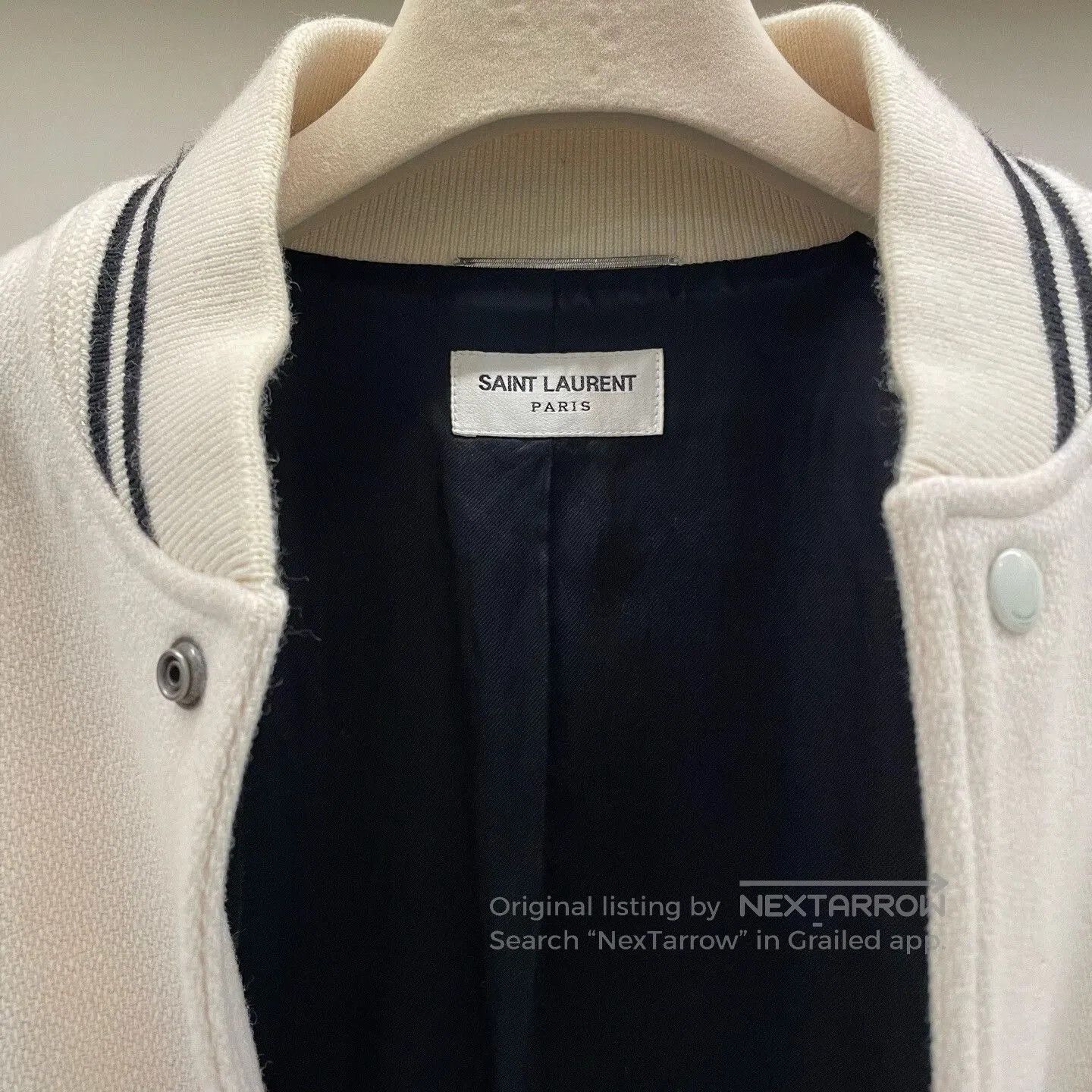 Saint Laurent Paris Saint Laurent Cream Baseball Jacket. Size US M / EU 48-50 / 2 - 3 Thumbnail