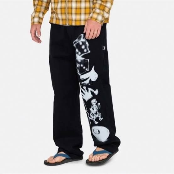 image of Stussy Stüssy Airbrush Icon Beach Pant in Black, Men's (Size 34)