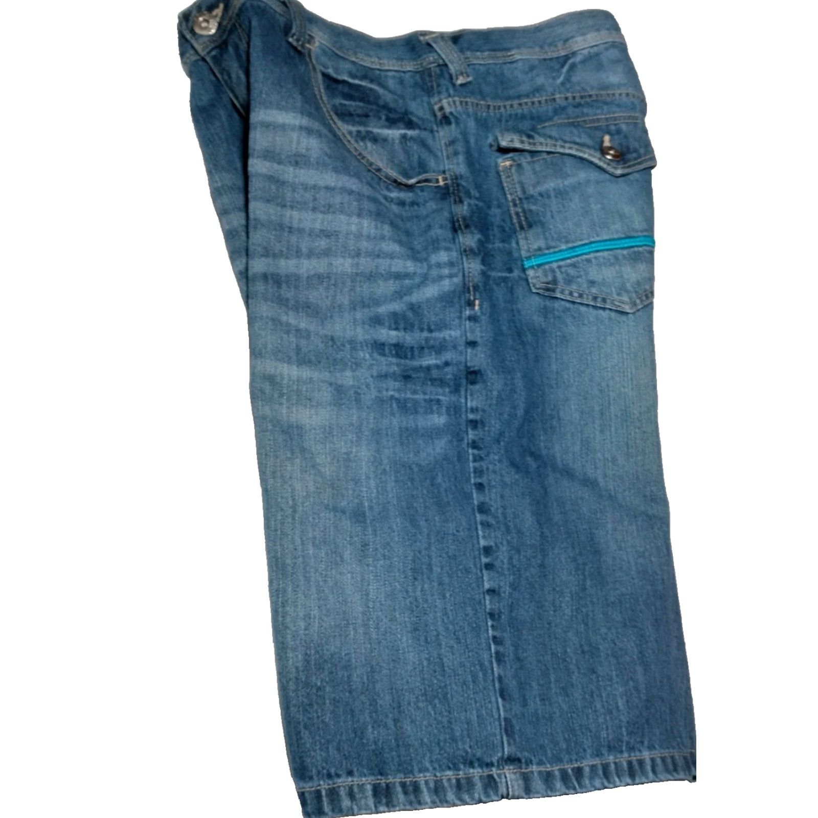 Enyce VINTAGE ENYCE Men's Jean Shorts 36 Relaxed Fit Blue Denim Streetwear Casual Wide Leg Jorts Size US 36 / EU 52 - 4 Thumbnail