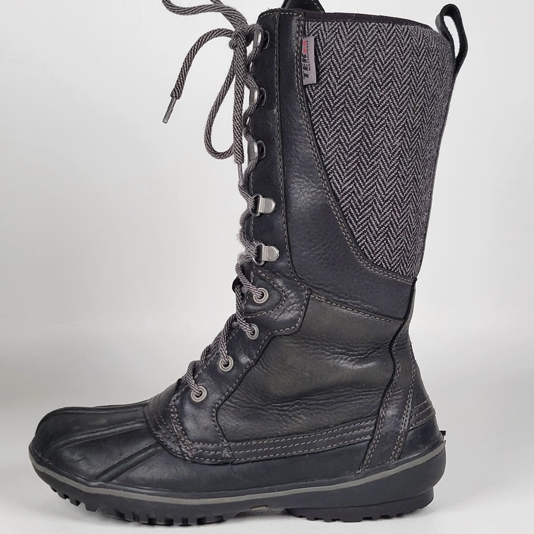 Vintage L.L.Bean Bar Harbor Waterproof Tall Snow/Rain Boot Women's 6M Black/ Grey Mid-Calf Leather/ Fabric/ Rubber Rubber Outsole Waterproof Casual Size US 6 / IT 36 - 6 Thumbnail