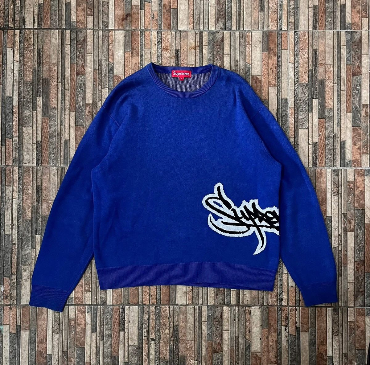 Supreme supreme blue logo embroidered sweater Size US M / EU 48-50 / 2 - 2 Thumbnail