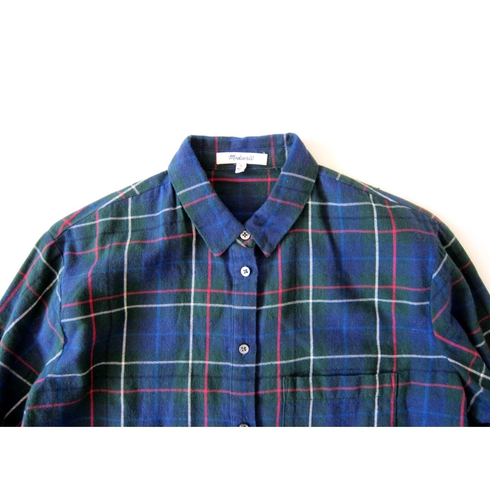 Madewell Madewell Blouse Shirt 100% Cotton Blue Green Plaid Flannel Button Down Long Sleeve S Womens Size S / US 4 / IT 40 - 6 Thumbnail