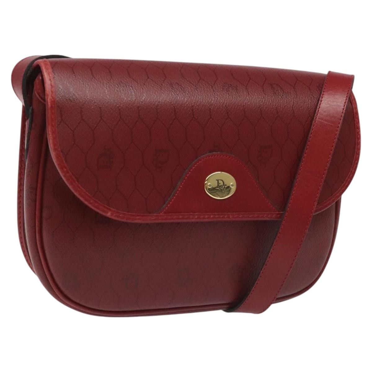 Dior DIOR Honeycomb Canvas Shoulder Bag Pvc Leather Red Gold Size ONE SIZE - 1 Thumbnail