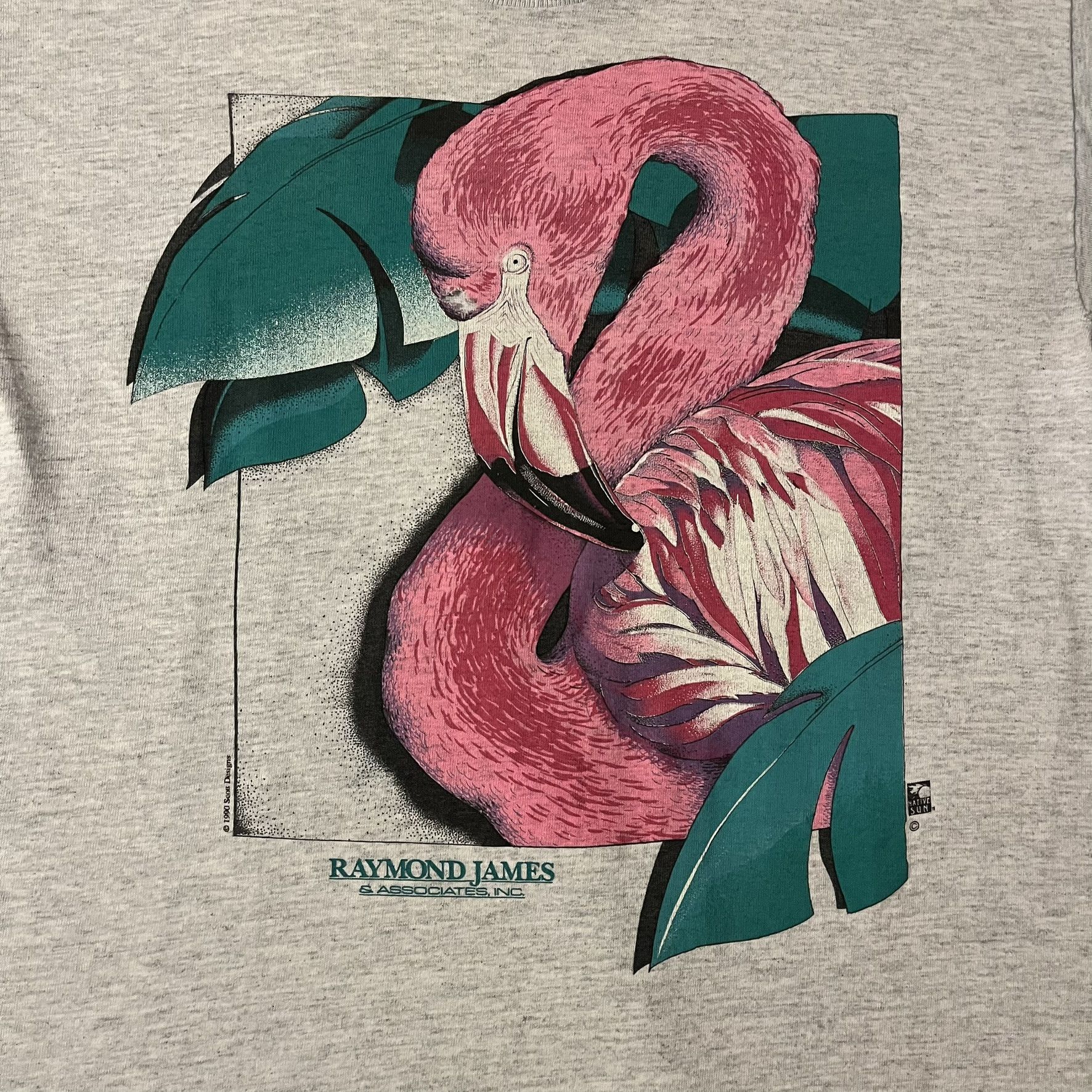 Signal Sport VTG 90s Pink Flamingo in Leaves Graphic Art Illustrative Tee Size US M / EU 48-50 / 2 - 3 Thumbnail