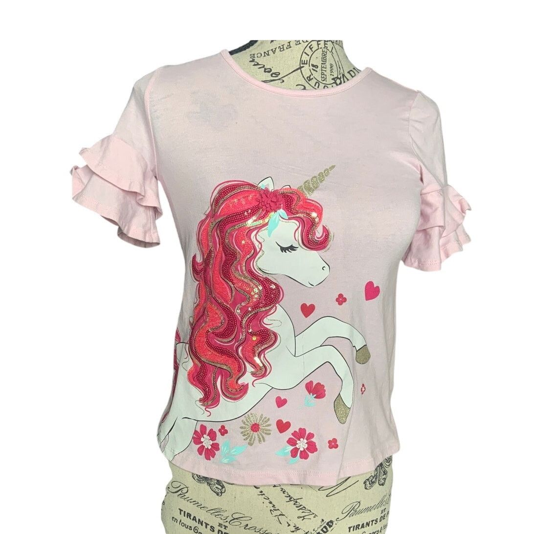 Isaac Mizrahi Isaac Mizrahi Girls' Sequin Unicorn Top Pink Size 12 Large Size L / US 10 / IT 46 - 7 Thumbnail