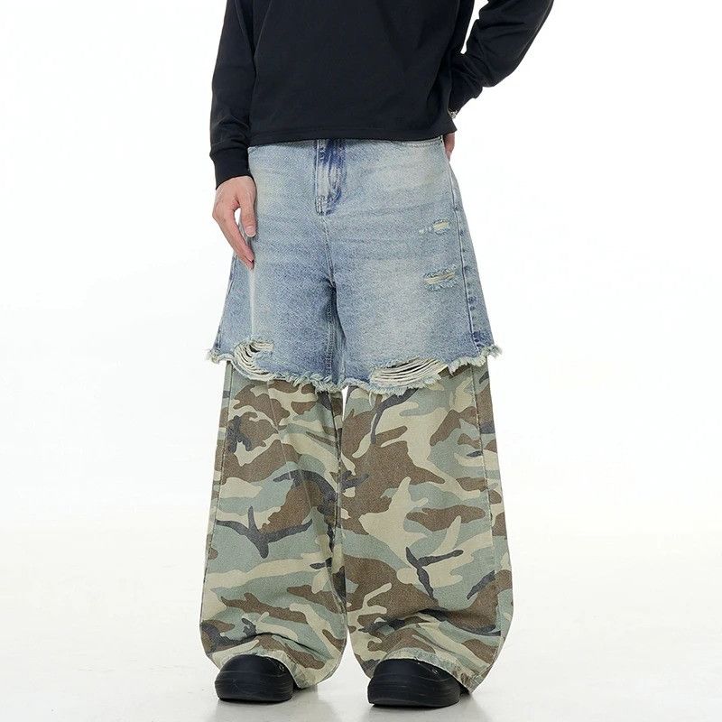 Jean Patchwork Camouflage Washed Vintage Jeans Size US 32 / EU 48 - 4 Thumbnail