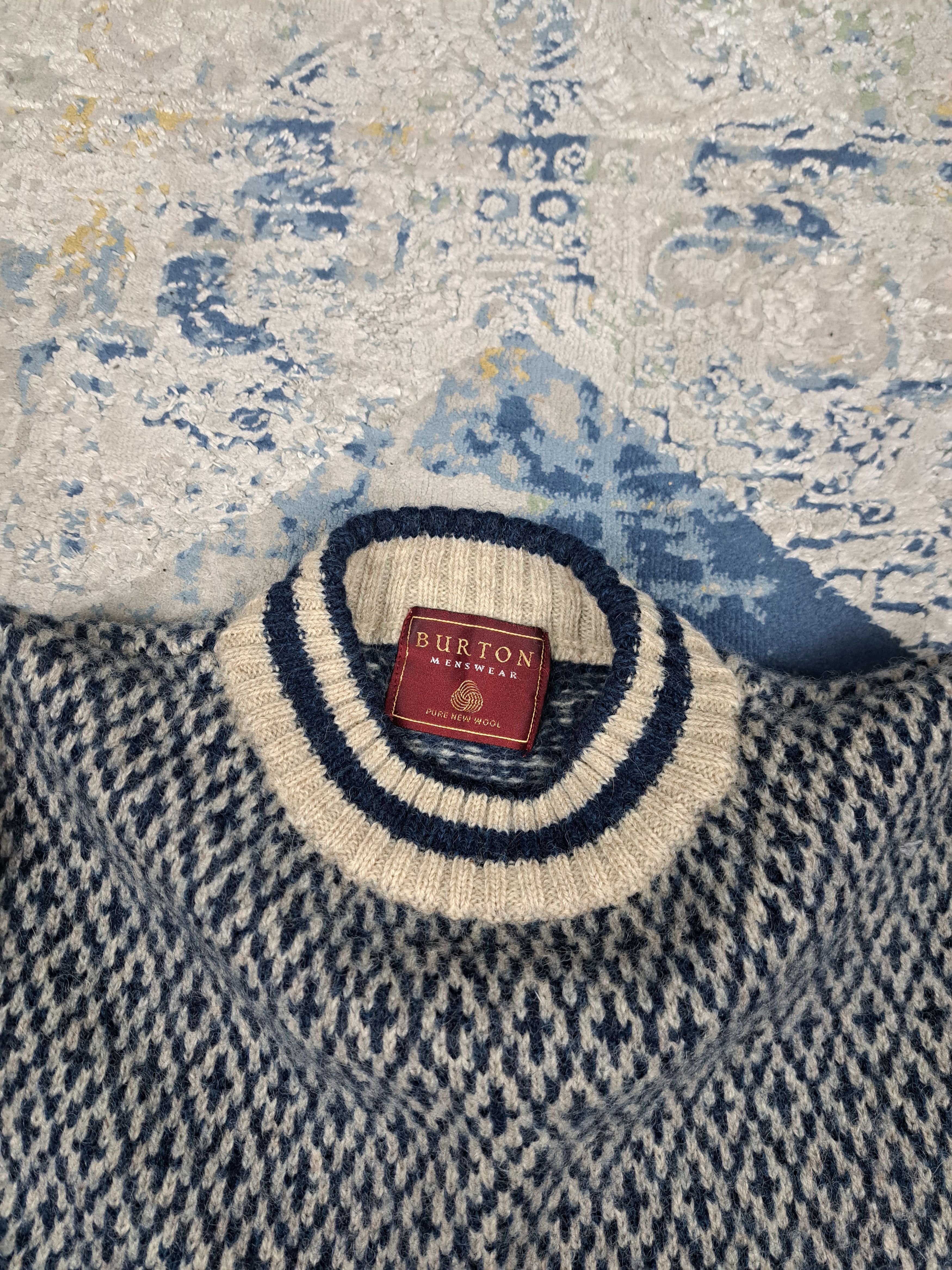 Aran Isles Knitwear Burton Menswear Shetland Wool Sweater Aran Heavy Knit Size US M / EU 48-50 / 2 - 2 Thumbnail