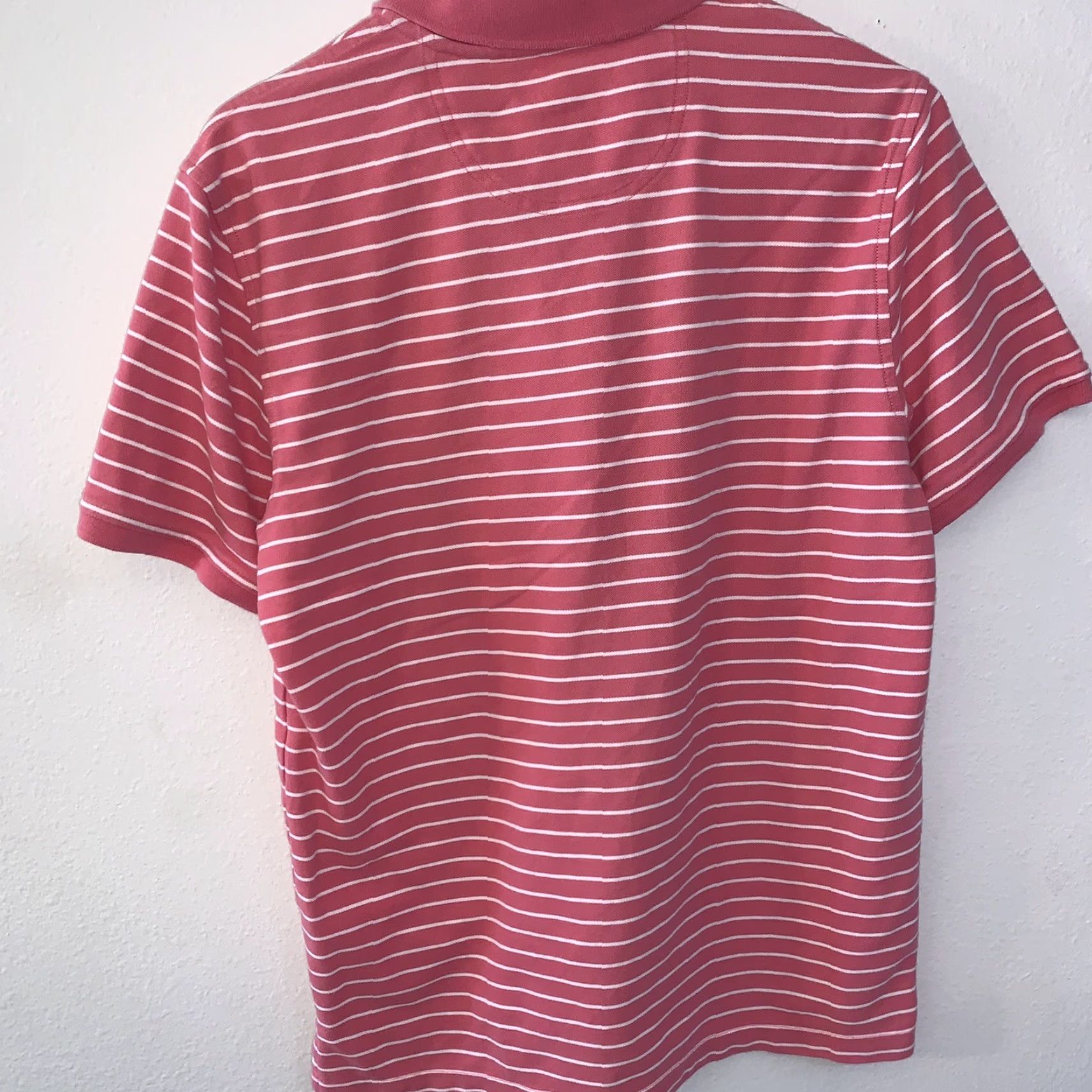 Izod IZOD Advantage Performance Stretch Polo Mens M Pink Blue White Striped Shirt Size US M / EU 48-50 / 2 - 4 Thumbnail
