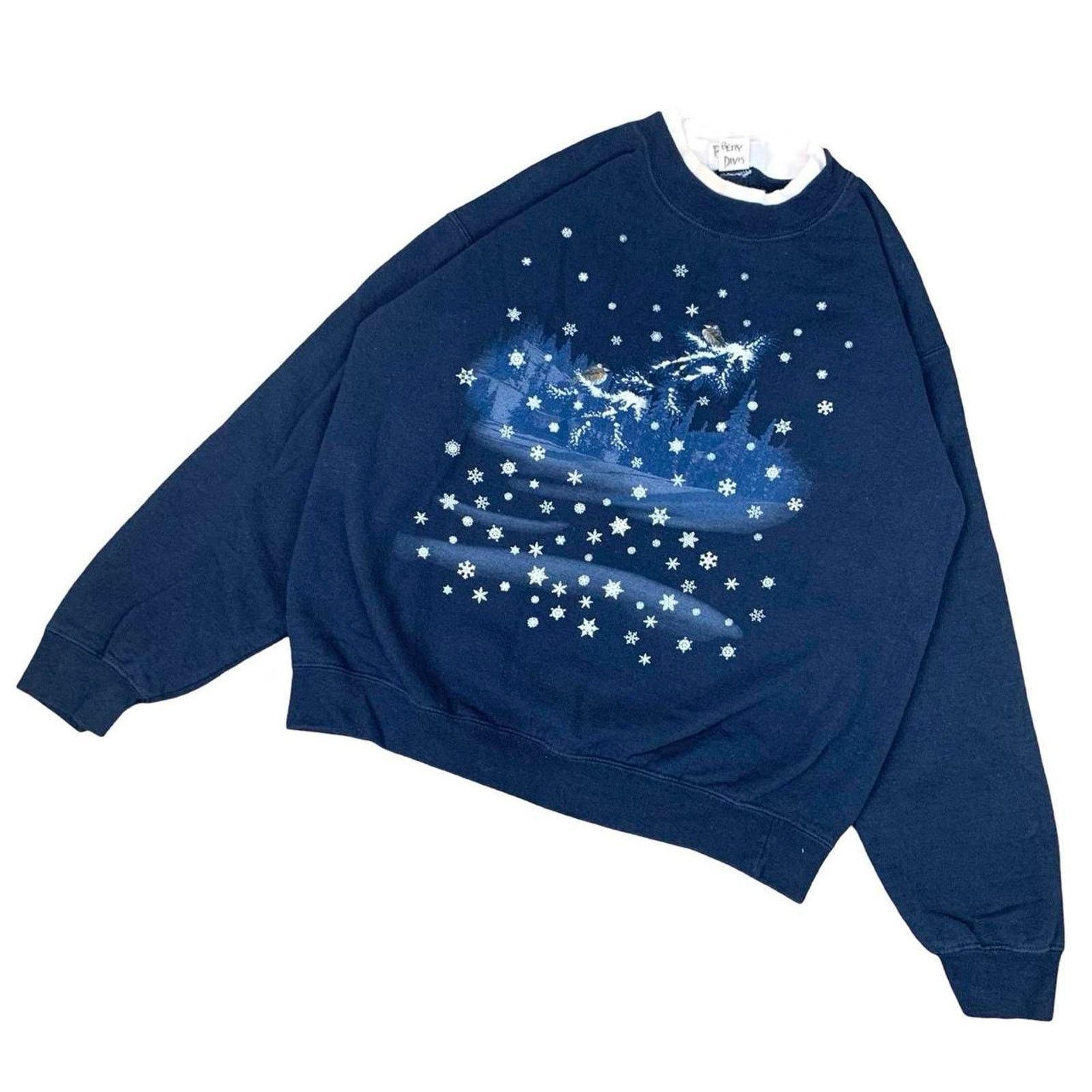 Vintage Vintage 90s Nature Winter Scene Crewneck Sweatshirt Size L / US 10 / IT 46 - 1 Thumbnail