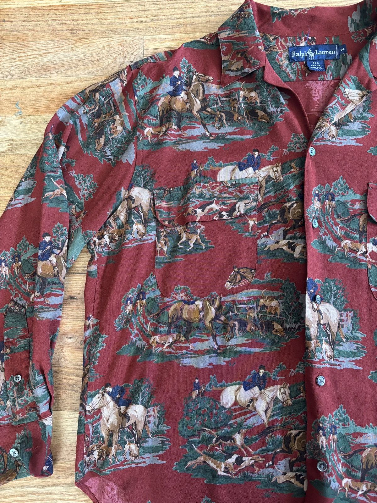 Polo Ralph Lauren Ralph Lauren Red Equestrian Horse Dog Hunt Pattern Shirt Size US M / EU 48-50 / 2 - 4 Thumbnail