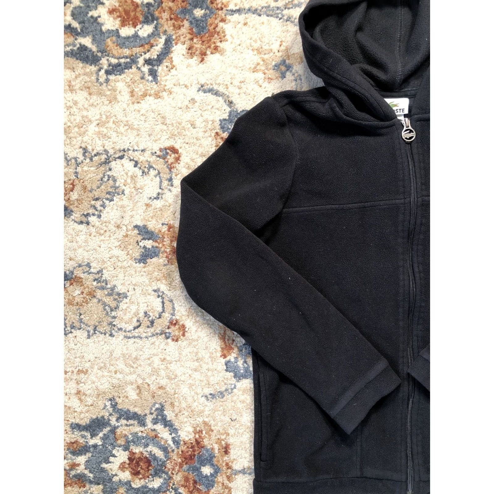 Lacoste Lacoste Full Zip Fleece Jacket Womens Size 36 Black Long Sleeve Zip Logo Corded Classic Casual Size XS / US 0-2 / IT 36-38 - 3 Thumbnail