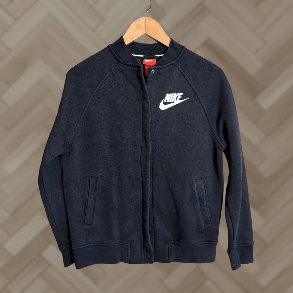 Nike NIKE JACKET Women’s S Sweatshirt Rally VARSITY Snap Button BLACK Size S / US 4 / IT 40 - 1 Thumbnail