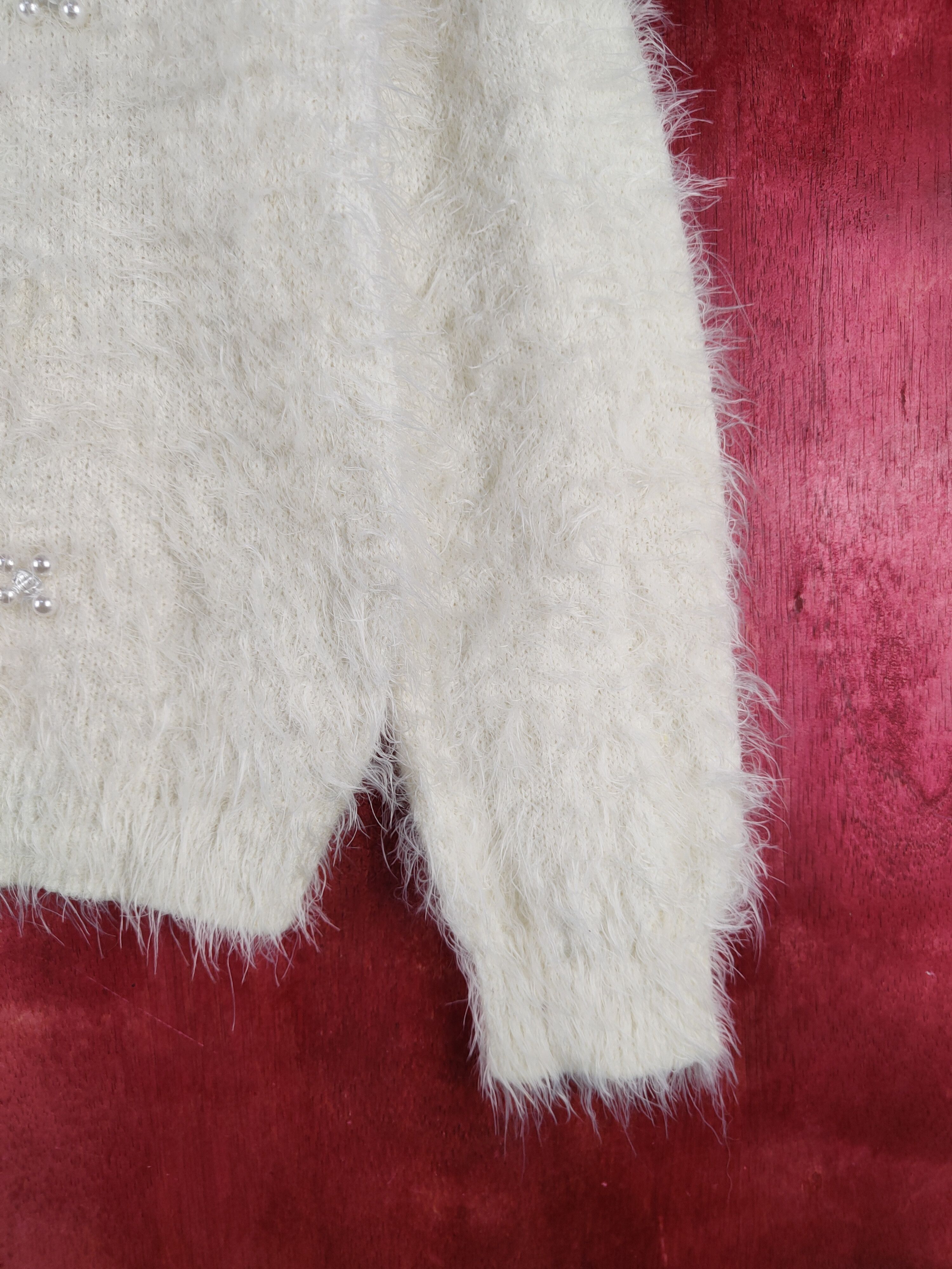 Aran Isles Knitwear × Japanese Brand Sospita Ivory Shag Shaggy Fur Mohair Knitwear #S2103 Size M / US 6-8 / IT 42-44 - 6 Thumbnail