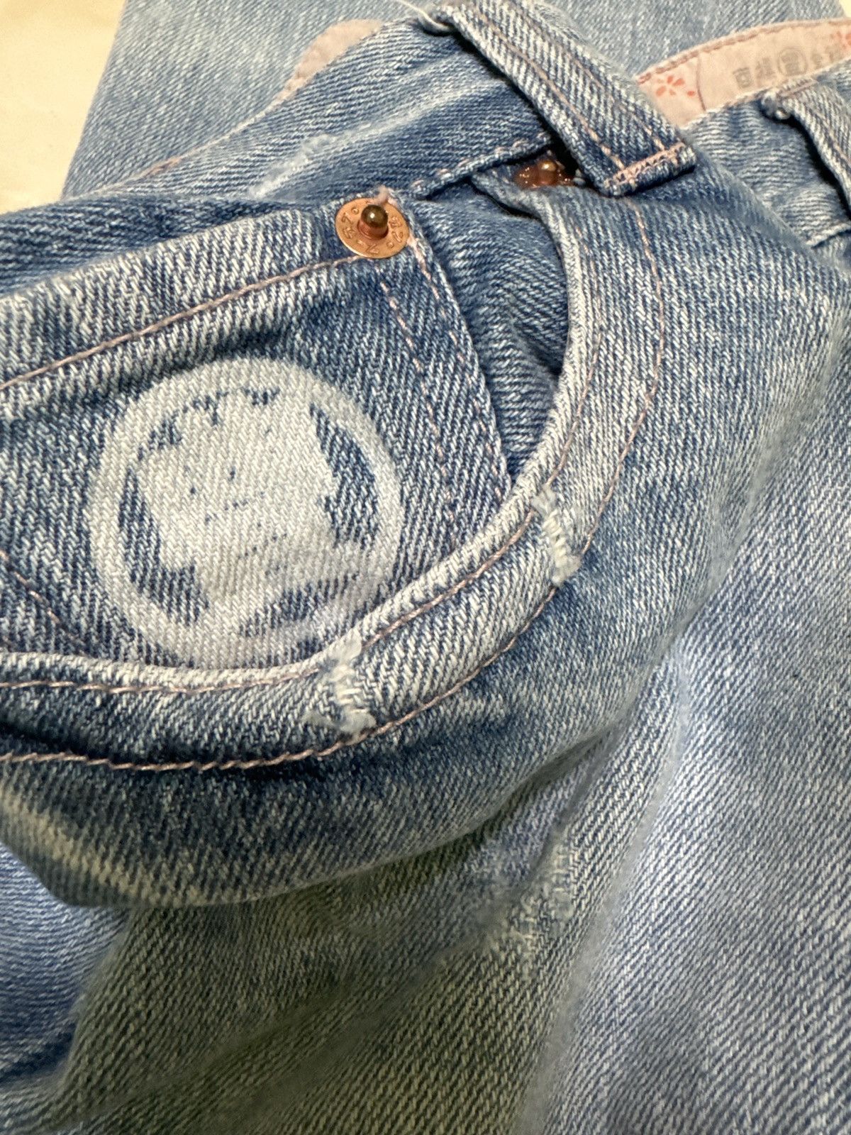 If Six Was Nine Vintage KARAKURI TAMASHI Acid Wash Design Denim Size US 29 - 11 Thumbnail