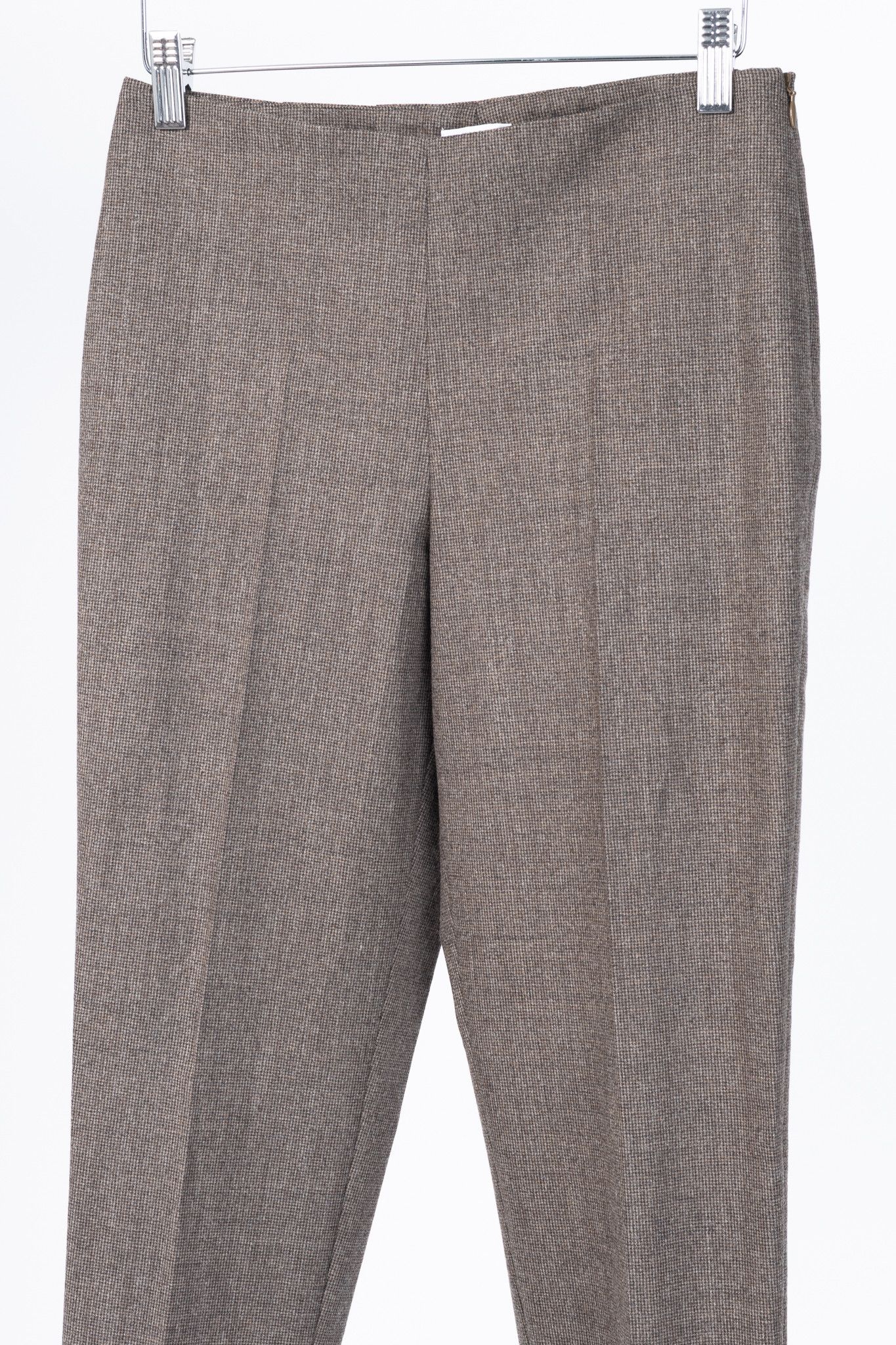 Brunello Cucinelli Brunello Cucinelli Brown Micro-Plaid Stretch-Wool Trousers Size 27" / US 4 / IT 40 - 3 Thumbnail