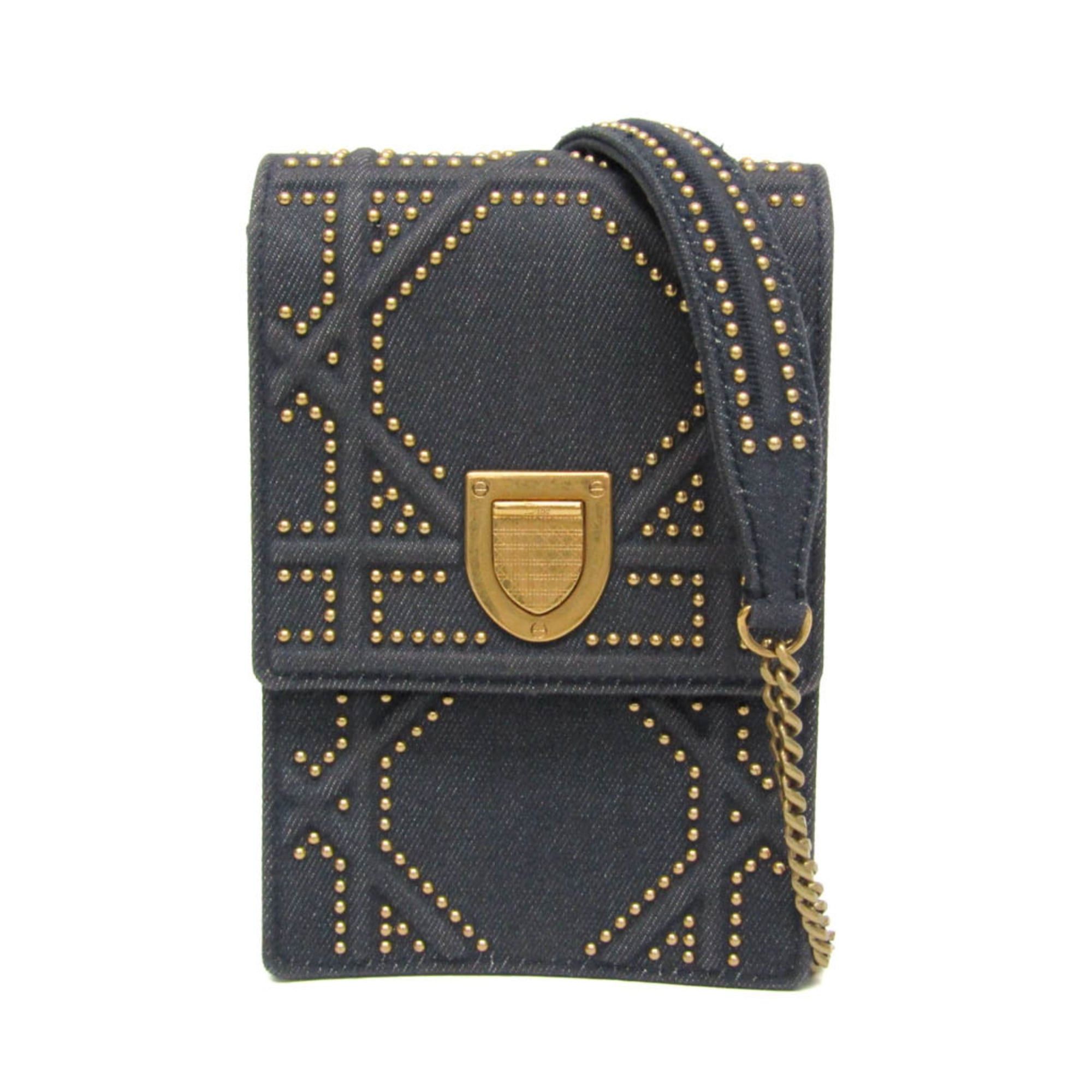 Dior Christian Dior Diorama Chain Shoulder Bag Women's Denim Studded Shoulder Bag Blue Size ONE SIZE - 1 Thumbnail
