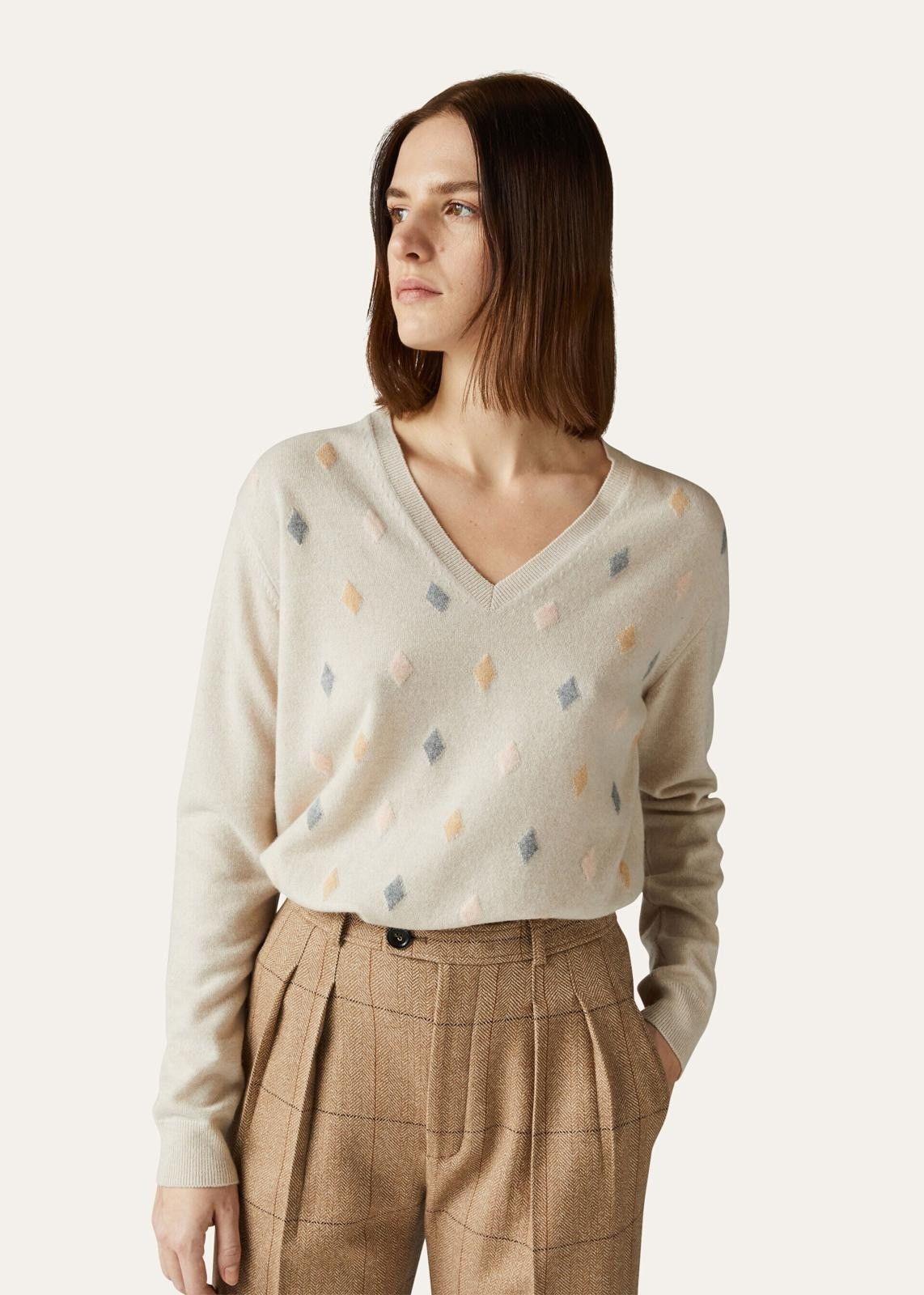 Loro Piana o1srvl11e0824 Lower Hutt Cashmere V-Neck Sweater in Beige Size XS / US 0-2 / IT 36-38 - 3 Thumbnail
