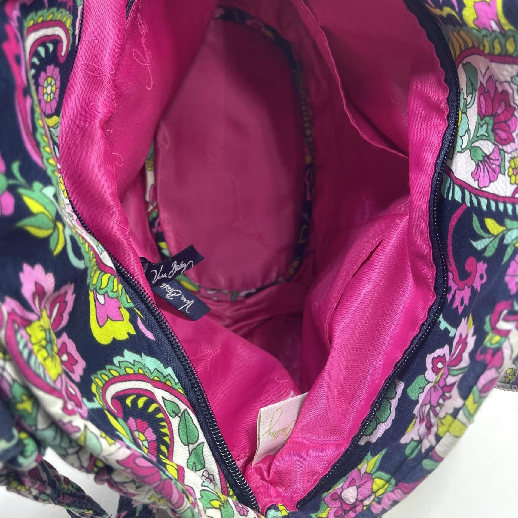 Vera Bradley Vera Bradley Shoulder Bag Womens Navy Paisley Floral Quilted Cotton Handbag Size ONE SIZE - 6 Thumbnail