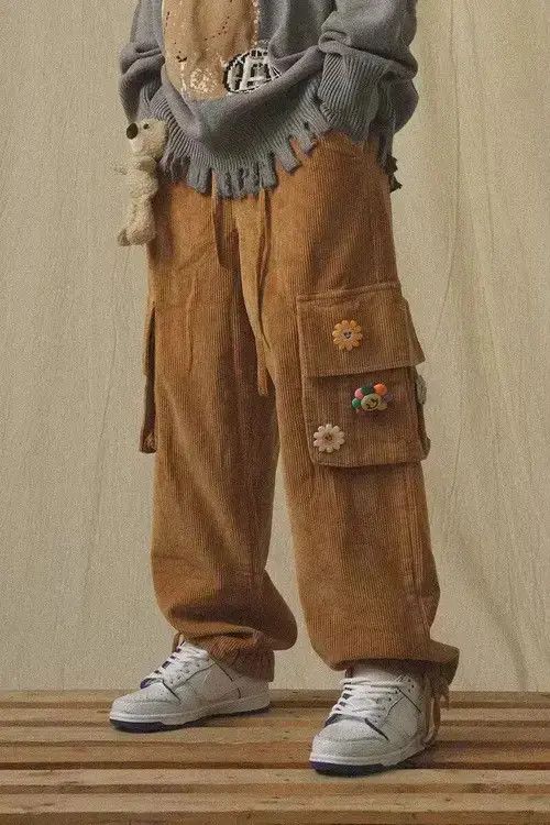 Other Corduroy Pants Wide Leg Pants for Men Cargo Trousers Size US 35 - 1 Thumbnail