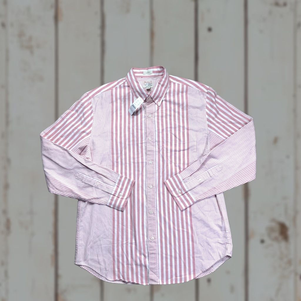 J.Crew J.Crew Mens Large Red Stripe Broken-In Oxford Shirt Long Sleeve Button-Down Button-Up Size US L / EU 52-54 / 3 - 1 Thumbnail
