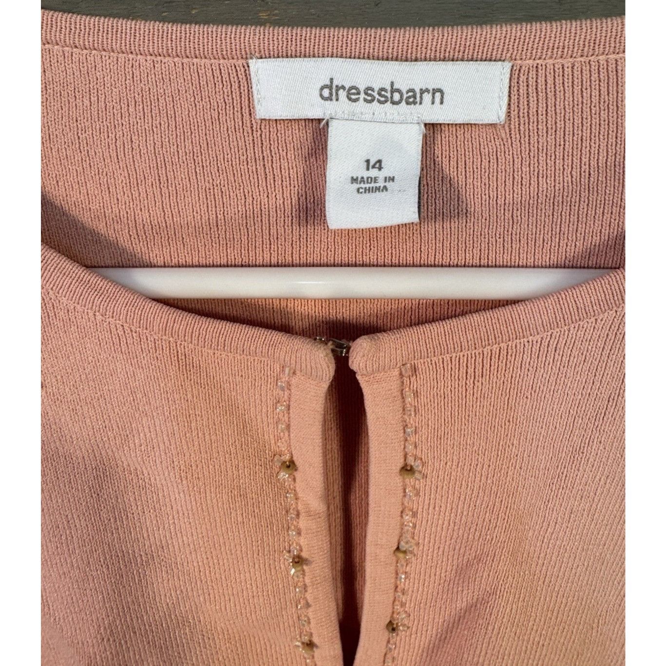 Other Dressbarn Women’s 14 Beaded Sweater Cardigan Light Pink USED Size XL / US 12-14 / IT 48-50 - 4 Thumbnail