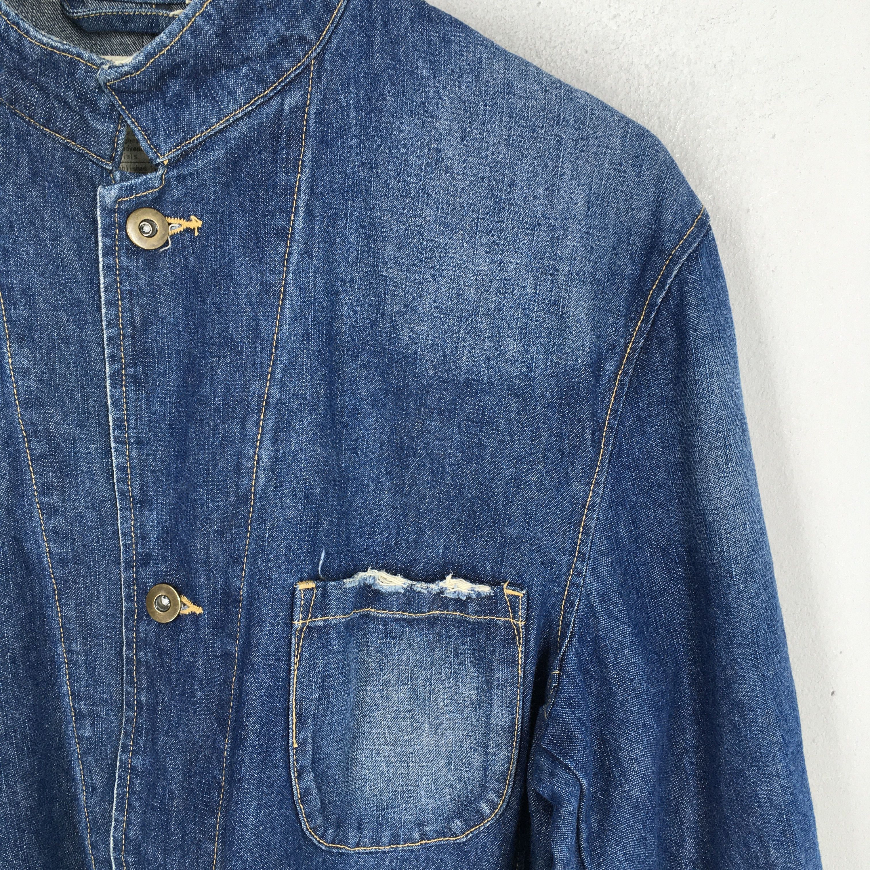 Vintage Vintage 90's Big Shark Denim Workers Blue Jeans Jacket Large Size US L / EU 52-54 / 3 - 5 Thumbnail