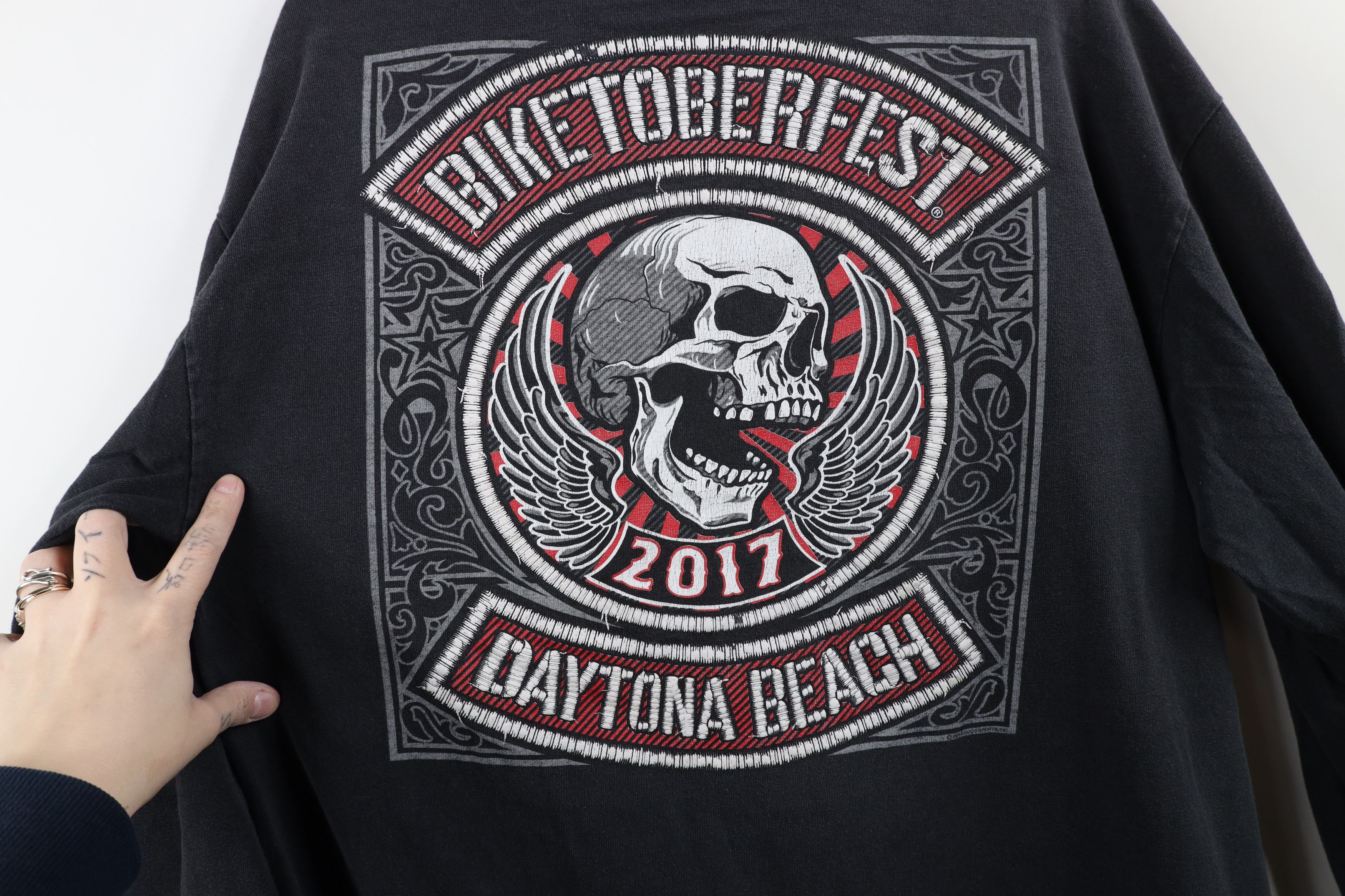Vintage Vintage Y2K Biketoberfest Skeleton Long Sleeve T-Shirt Black Size US L / EU 52-54 / 3 - 12 Thumbnail
