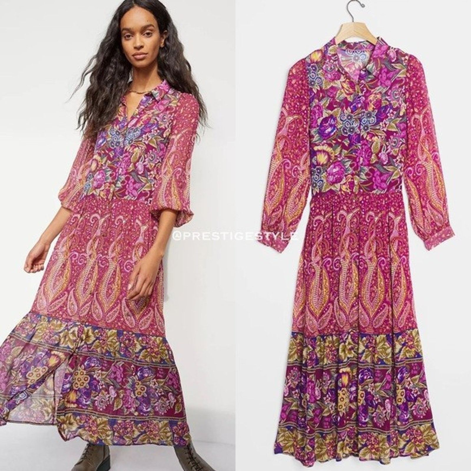 Anthropologie Anthropologie Nicole Floral Asymmetric Floral Shirtdress Mp Size M / US 6-8 / IT 42-44 - 4 Thumbnail