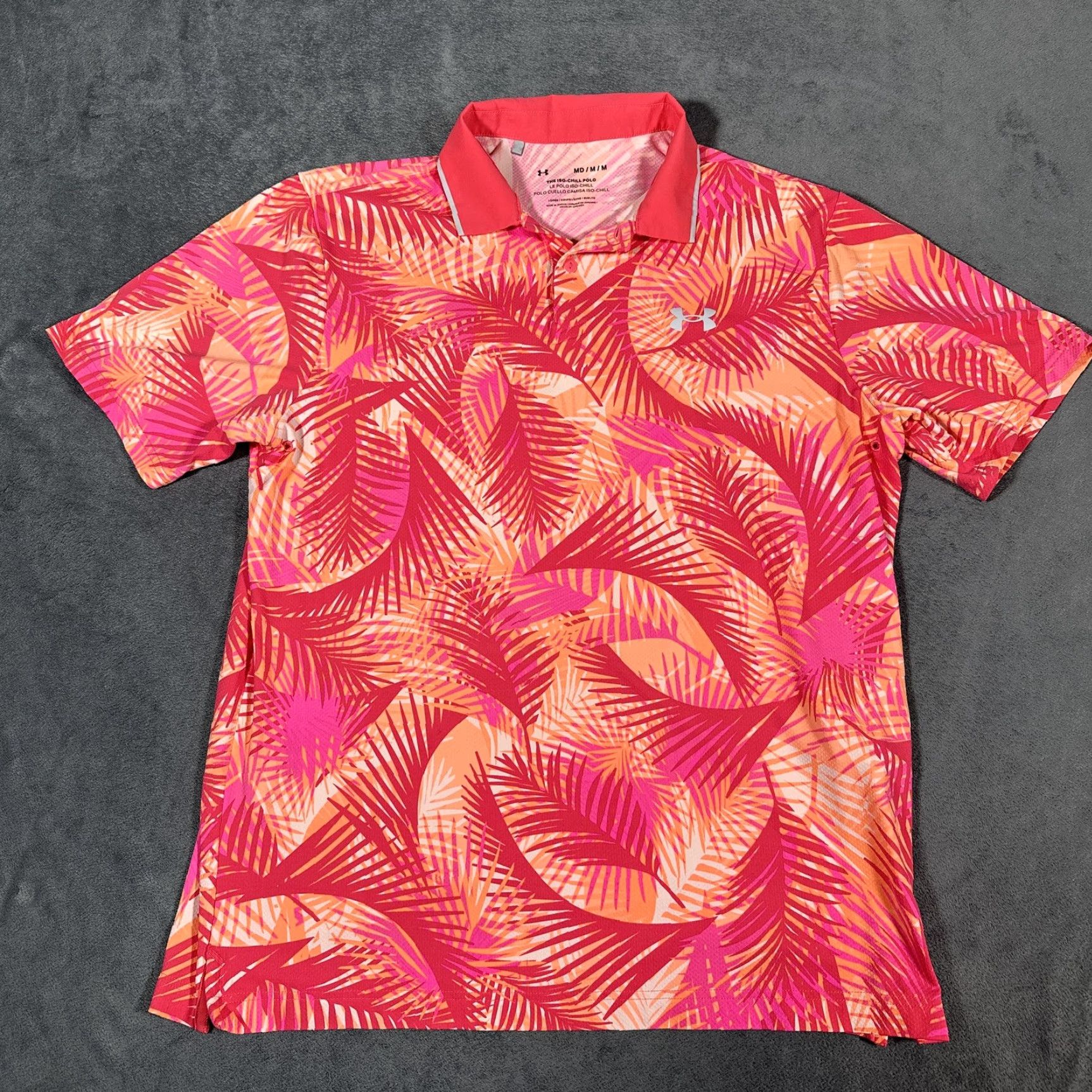 Under Armour Under Armour Iso-Chill Performance Polo Shirt Mens Medium Pink Floral Golf Size US M / EU 48-50 / 2 - 2 Thumbnail