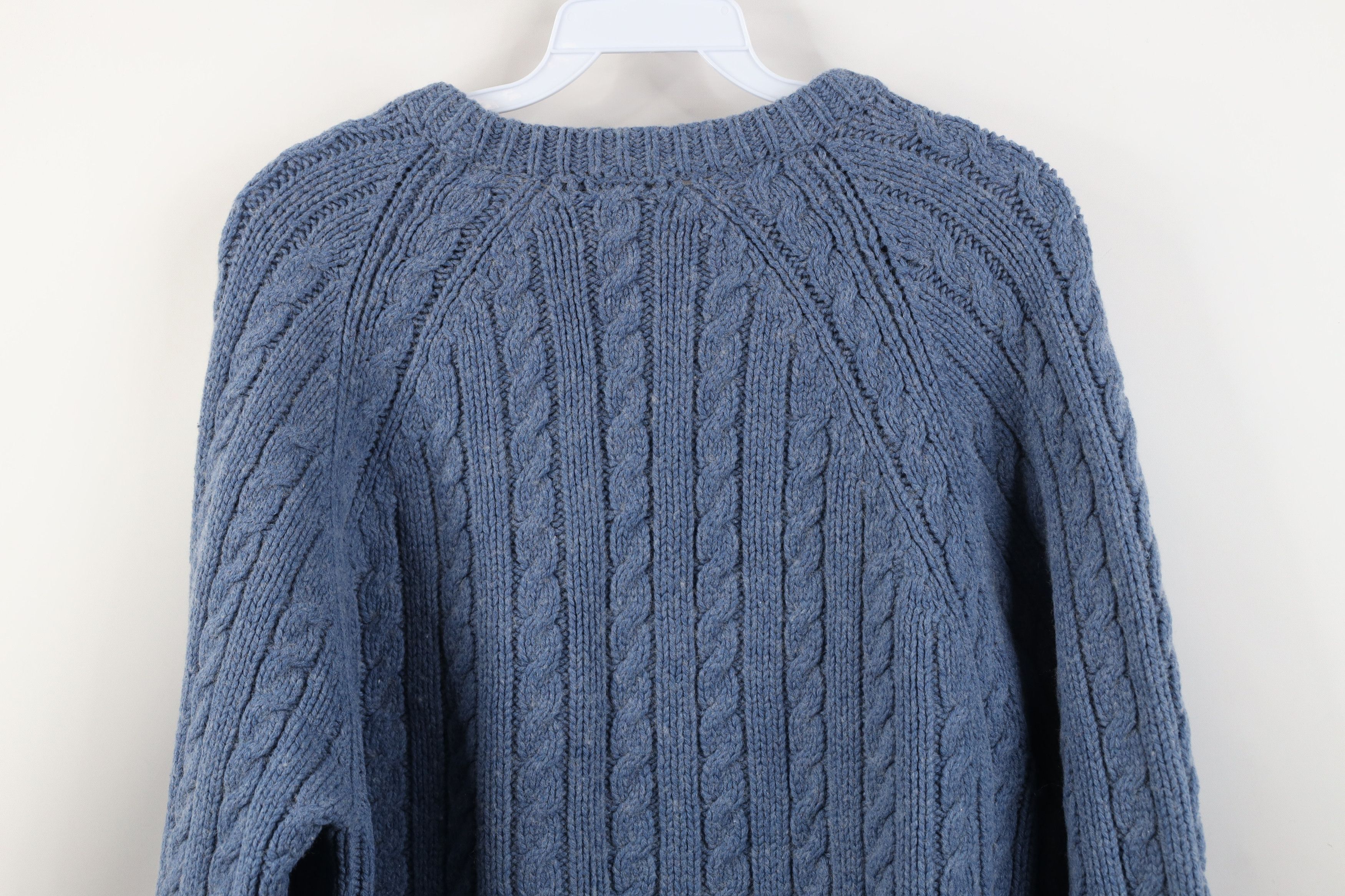 J.Crew Vintage 90s J Crew Wool Cable Knit Fisherman Sweater Blue Size US L / EU 52-54 / 3 - 8 Thumbnail