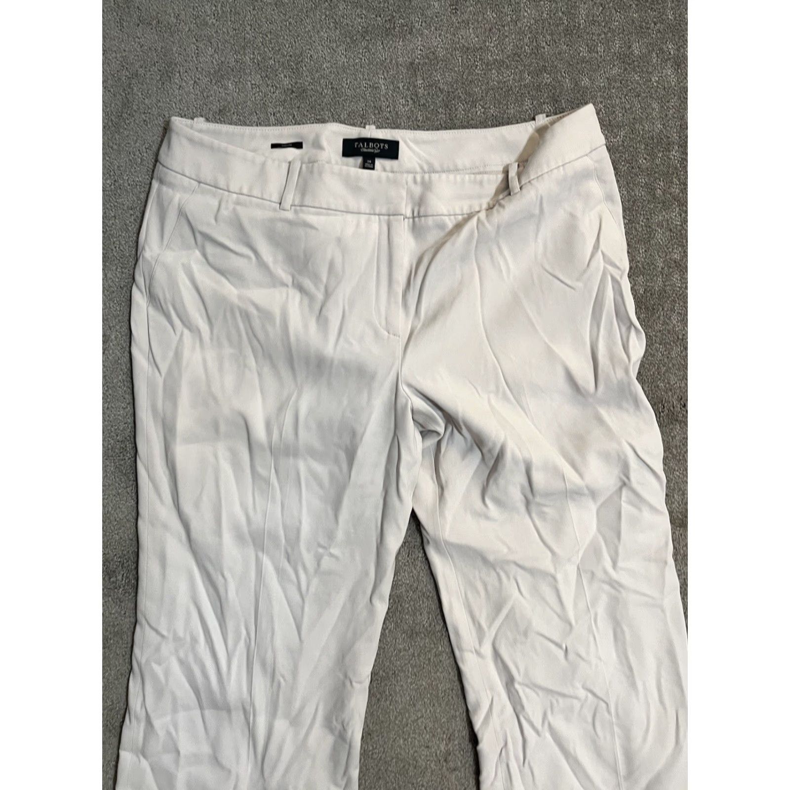 Talbots Talbots Signature Pants Womens 14 Beige Flat Front Straight Leg Chino Size 36" / US 14 / IT 50 - 2 Thumbnail