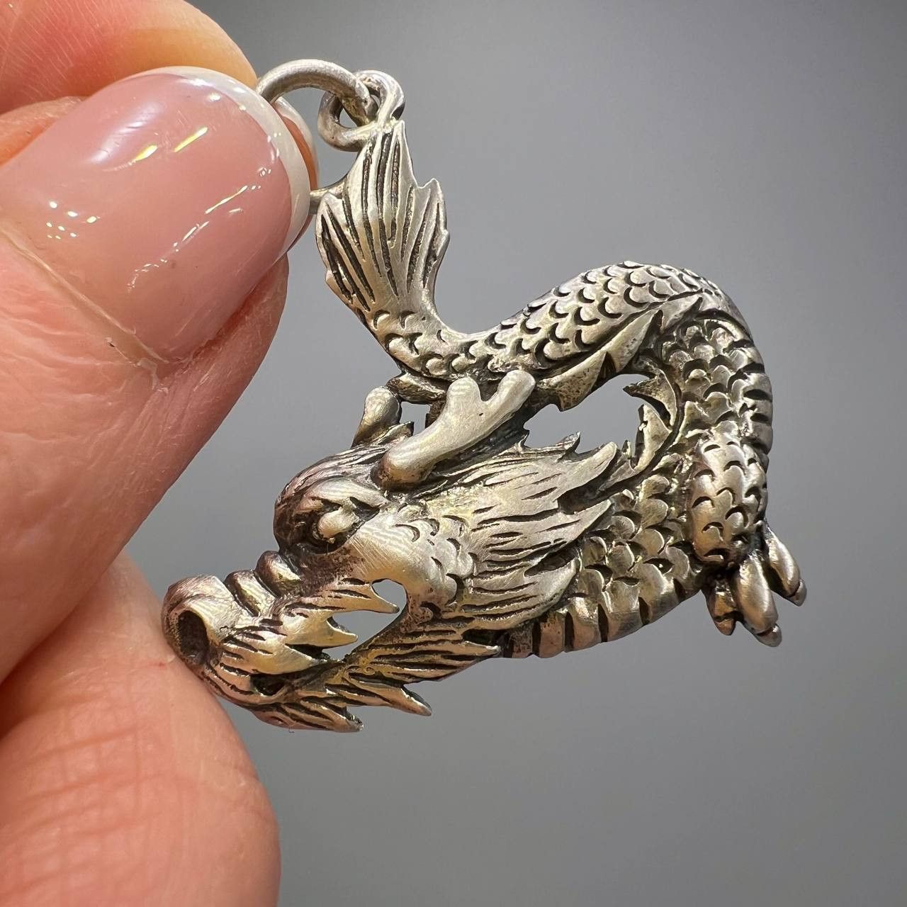 1980's Vintage Sterling Silver 925 Pendant Dragon Marked