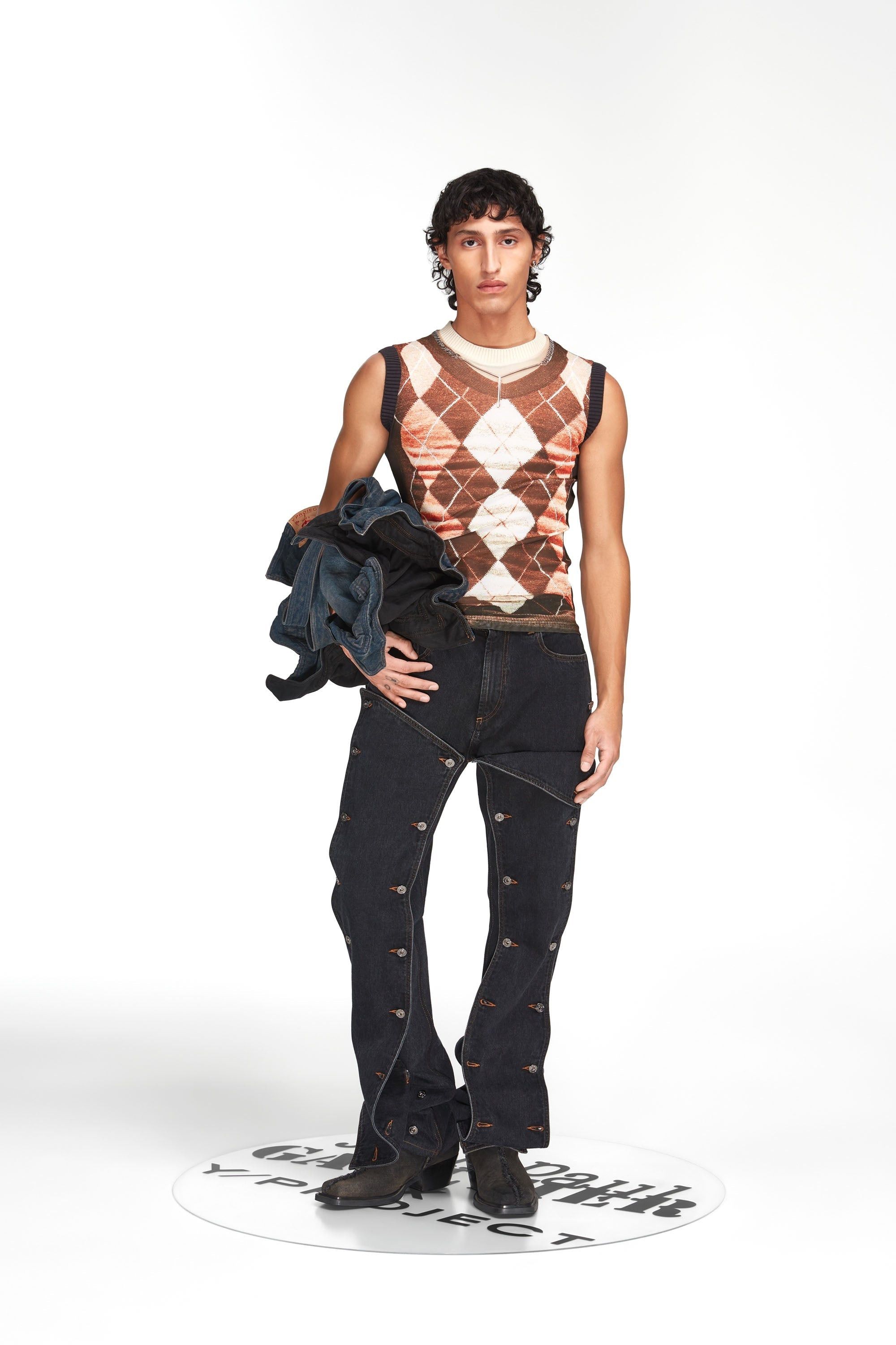 Jean Paul Gaultier × Y/Project Argyle Trompe L'oeil Sleeveless Sweater Size US XS / EU 42 / 0 - 2 Thumbnail
