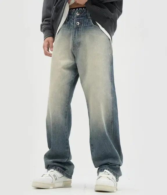 Japanese Brand Haseki x Aoba Washed distressed straight loose jeans y2k Size US 34 / EU 50 - 5 Thumbnail