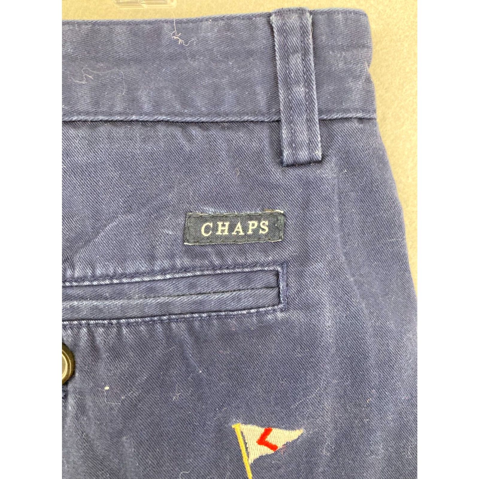 Chaps Chaps Khaki Chino Shorts Pants Mens 40 Sail Flag Embroidered Blue Button Pockets Size US 40 / EU 56 - 7 Thumbnail