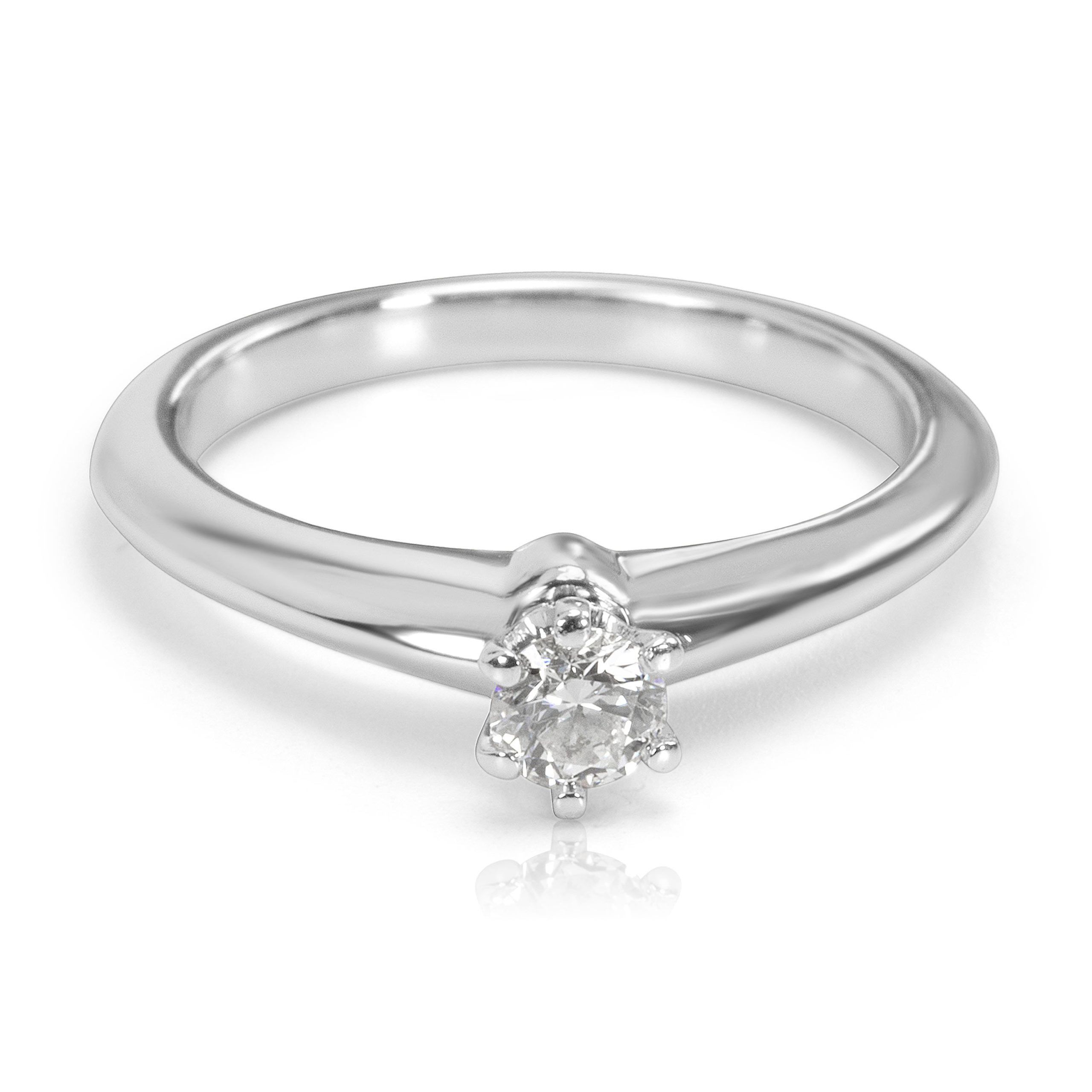 image of Tiffany Co Tiffany & Co. Diamond Solitaire Engagement Ring In Platinum (0.17 Ctw) in Silver, Women'