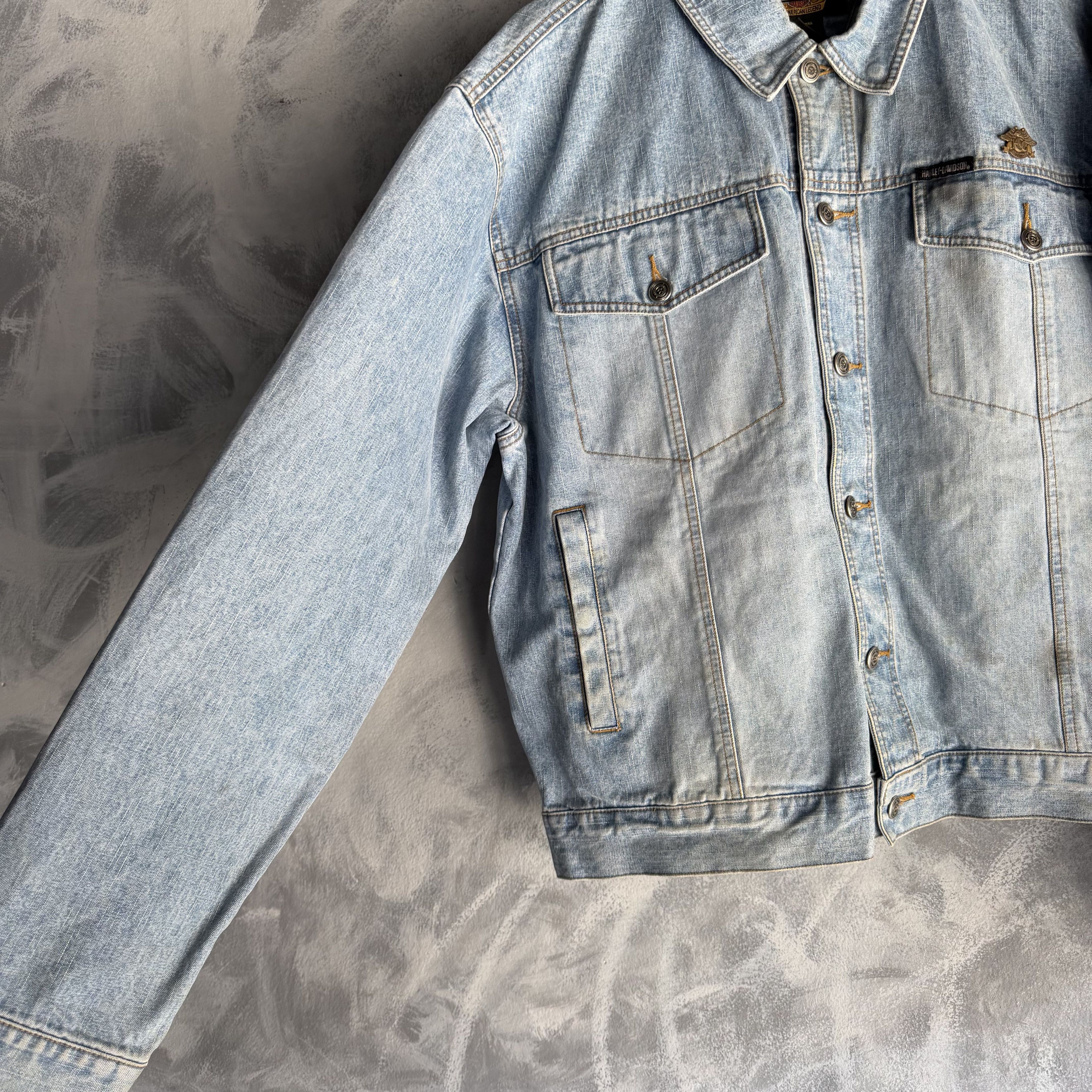 Harley Davidson Harley Davidson Genuine Denim Jean Jacket Mens Eagle Biker Size US XL / EU 56 / 4 - 4 Thumbnail