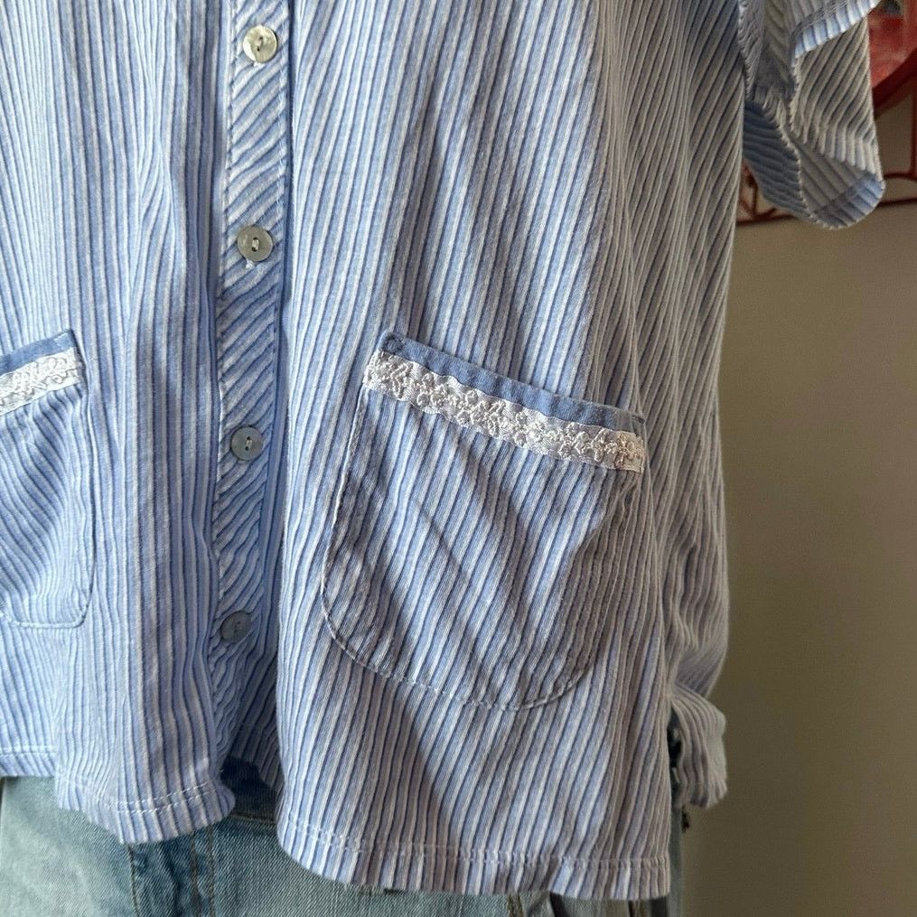 Other celestial dreams white blue striped button up shirt Size L / US 10 / IT 46 - 2 Thumbnail