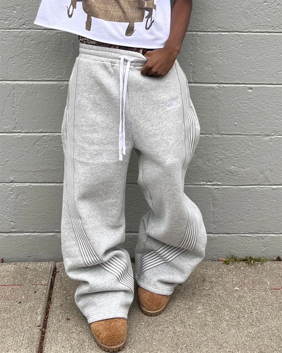 Grey baggy flared stripe sweapants
