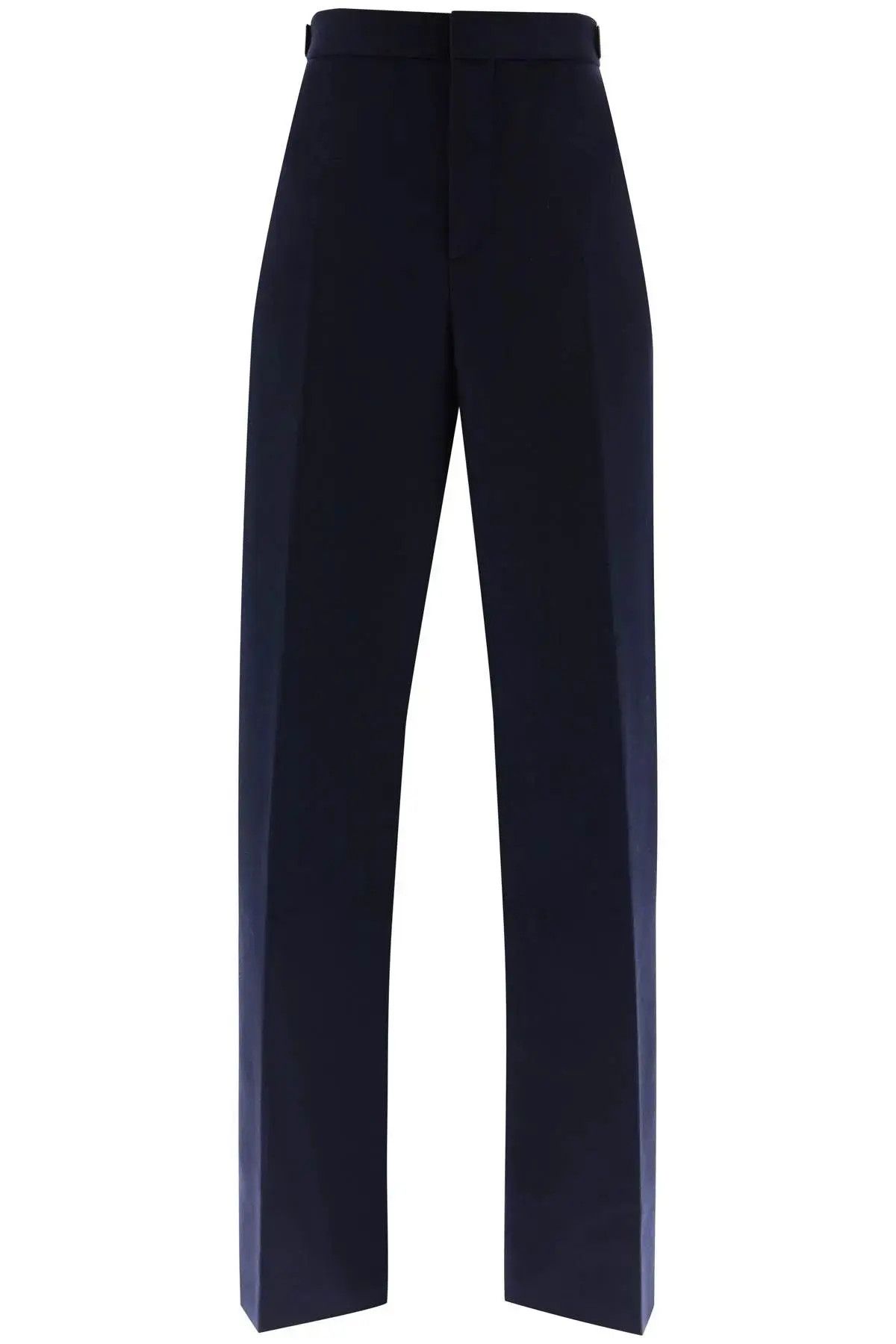 Bottega Veneta o1w1db10824 Wide Leg Wool Flannel Trousers in Blue Size 25" / US 0 / IT 36 - 1 Thumbnail