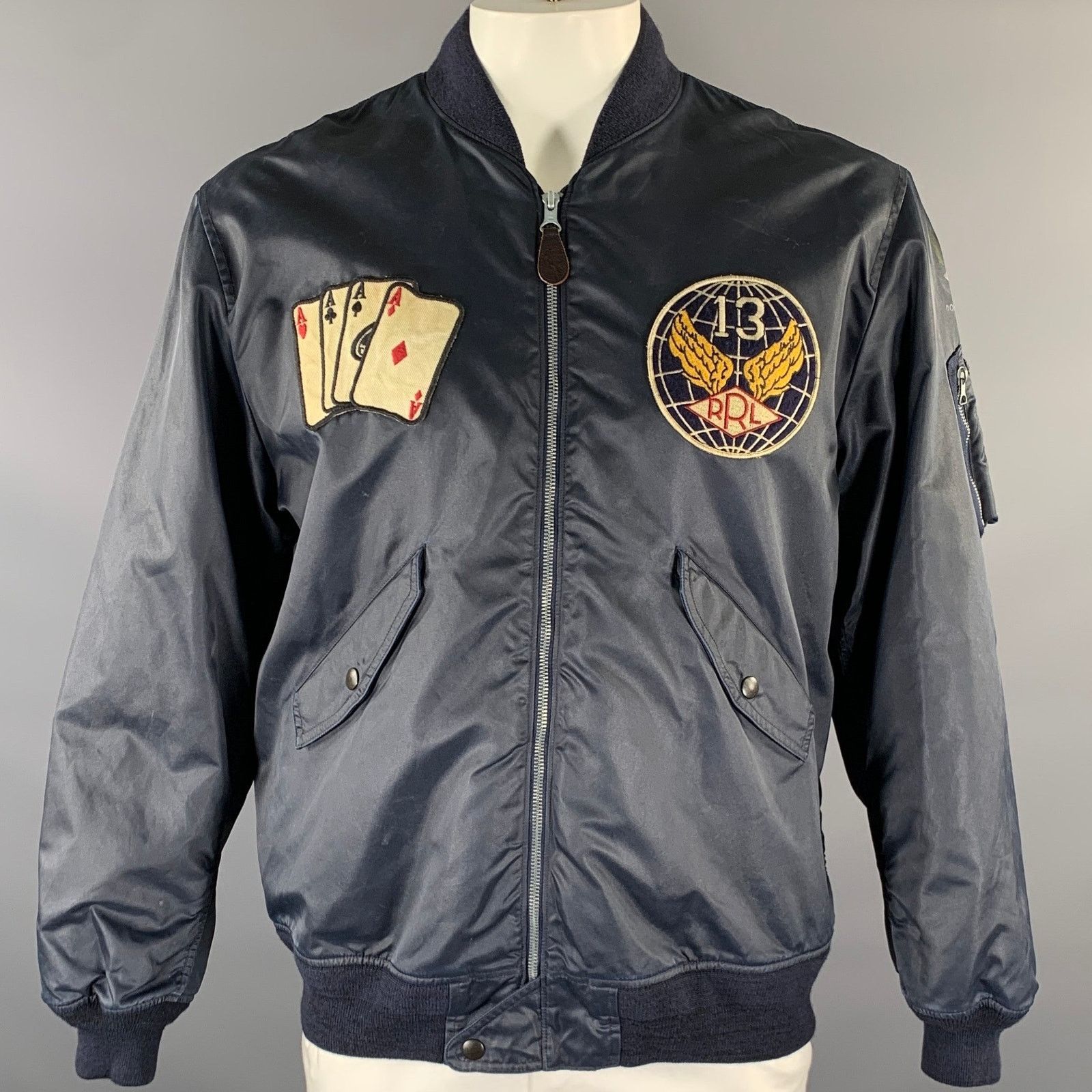 Ralph Lauren RRL by RALPH LAUREN Size XL Navy Patches Nylon Bomber Jacket Size US XL / EU 56 / 4 - 1 Thumbnail