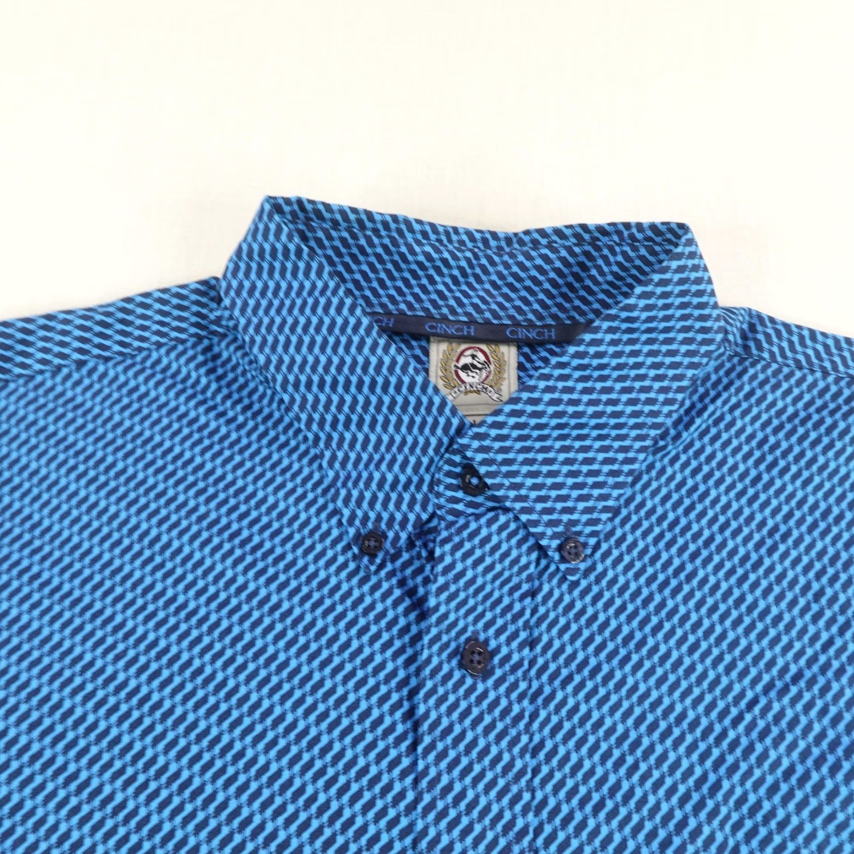 Vintage Cinch Mens Large Western Shirt Blue Geometric Cotton Long Sleeve Button-Down Rodeo Cowboy Size US L / EU 52-54 / 3 - 2 Thumbnail
