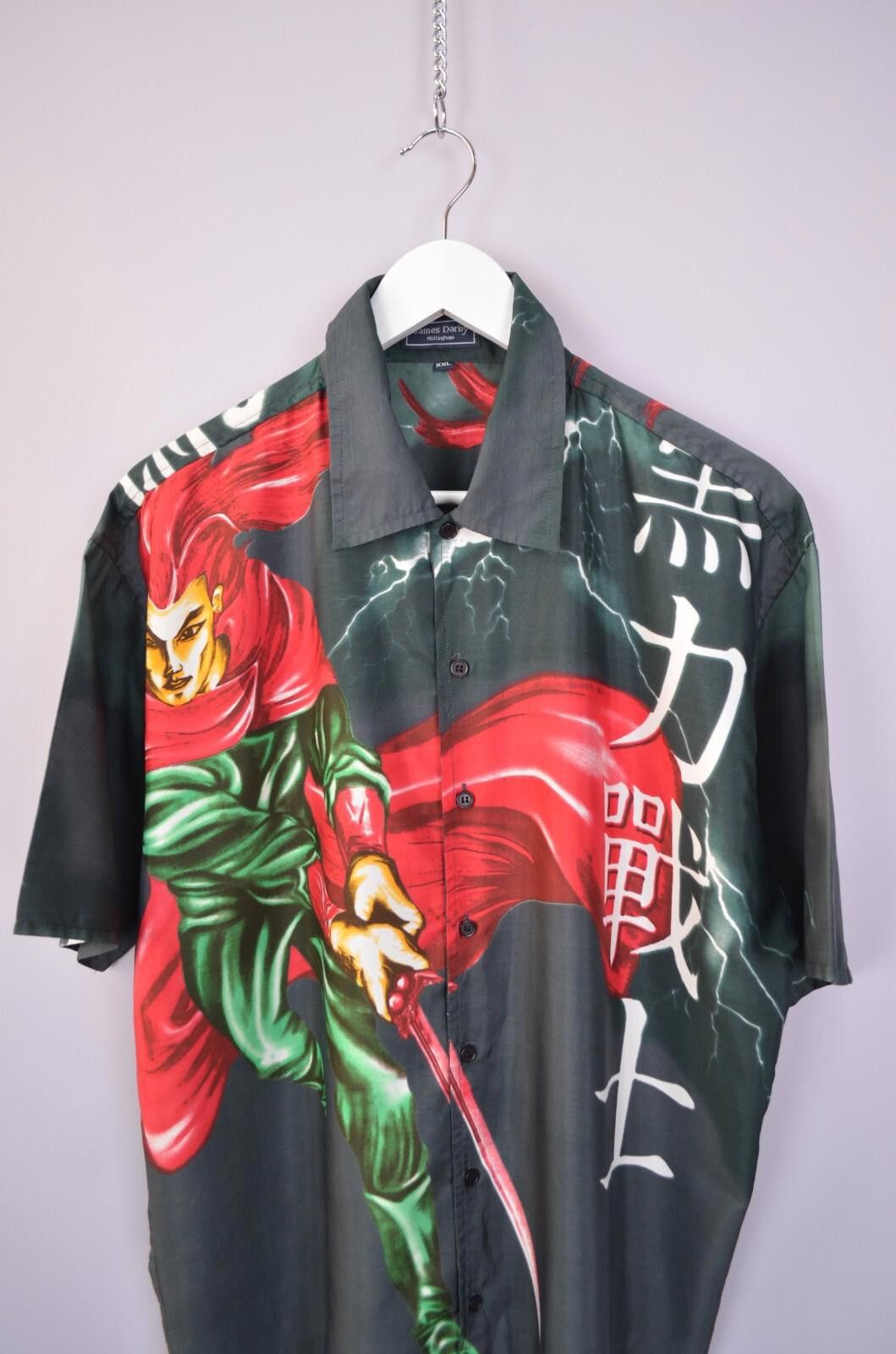 Designer Vintage Anime Samurai Warrior Japanese Shirt Sz XXL AOP 90s Size US XXL / EU 58 / 5 - 2 Thumbnail