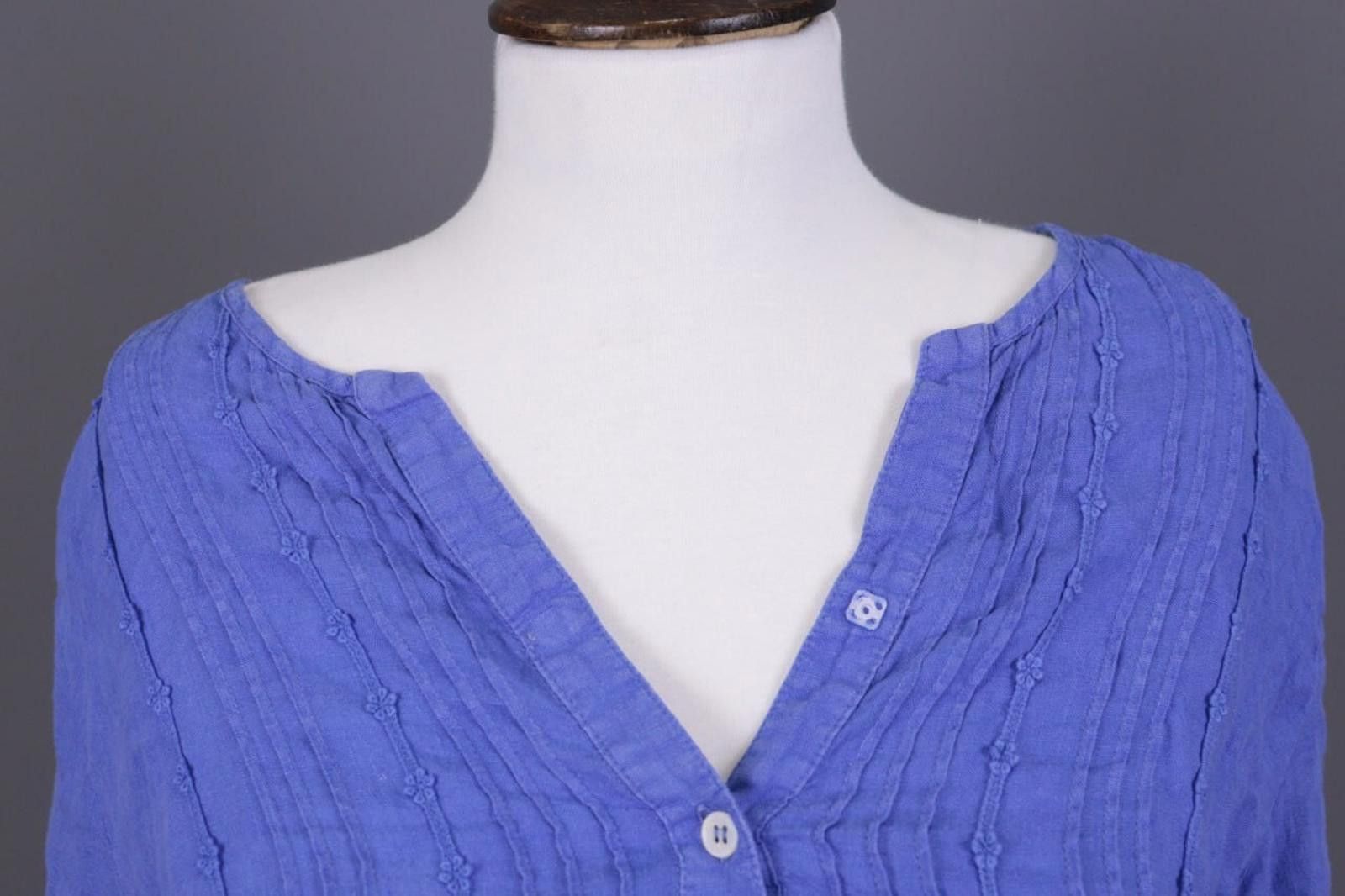 Designer John Lewis 100% Lino Blue Linen Tunic Top Shirt Size 16 Size XXL / US 16-18 / IT 52-54 - 6 Thumbnail