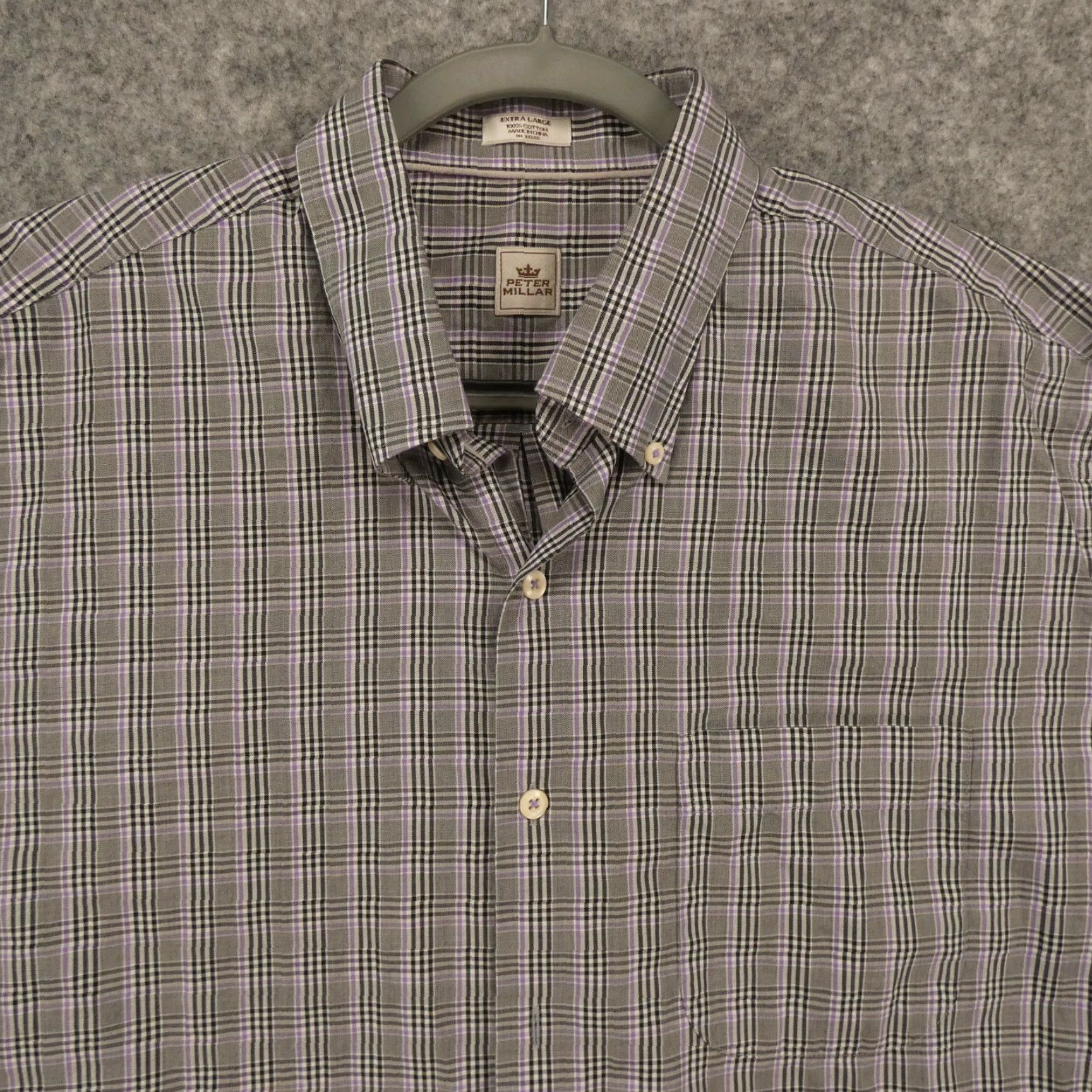 Peter Millar Peter Millar Shirt Mens XL Long Sleeve Button-Up Gray Purple Plaid Size US XL / EU 56 / 4 - 2 Thumbnail