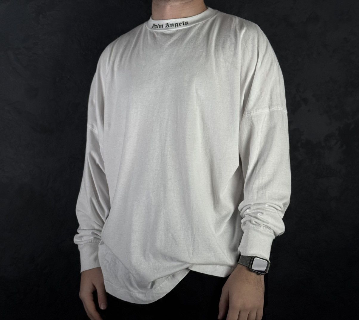 Palm Angels Palm Angels Doubled Logo Oversized Long Sleeve Shirt Size US XL / EU 56 / 4 - 3 Thumbnail