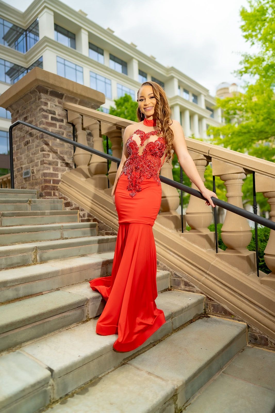 Vintage SEQUENCE JEWELED MACI RED PROM DRESS Size S / US 4 / IT 40 - 2 Thumbnail