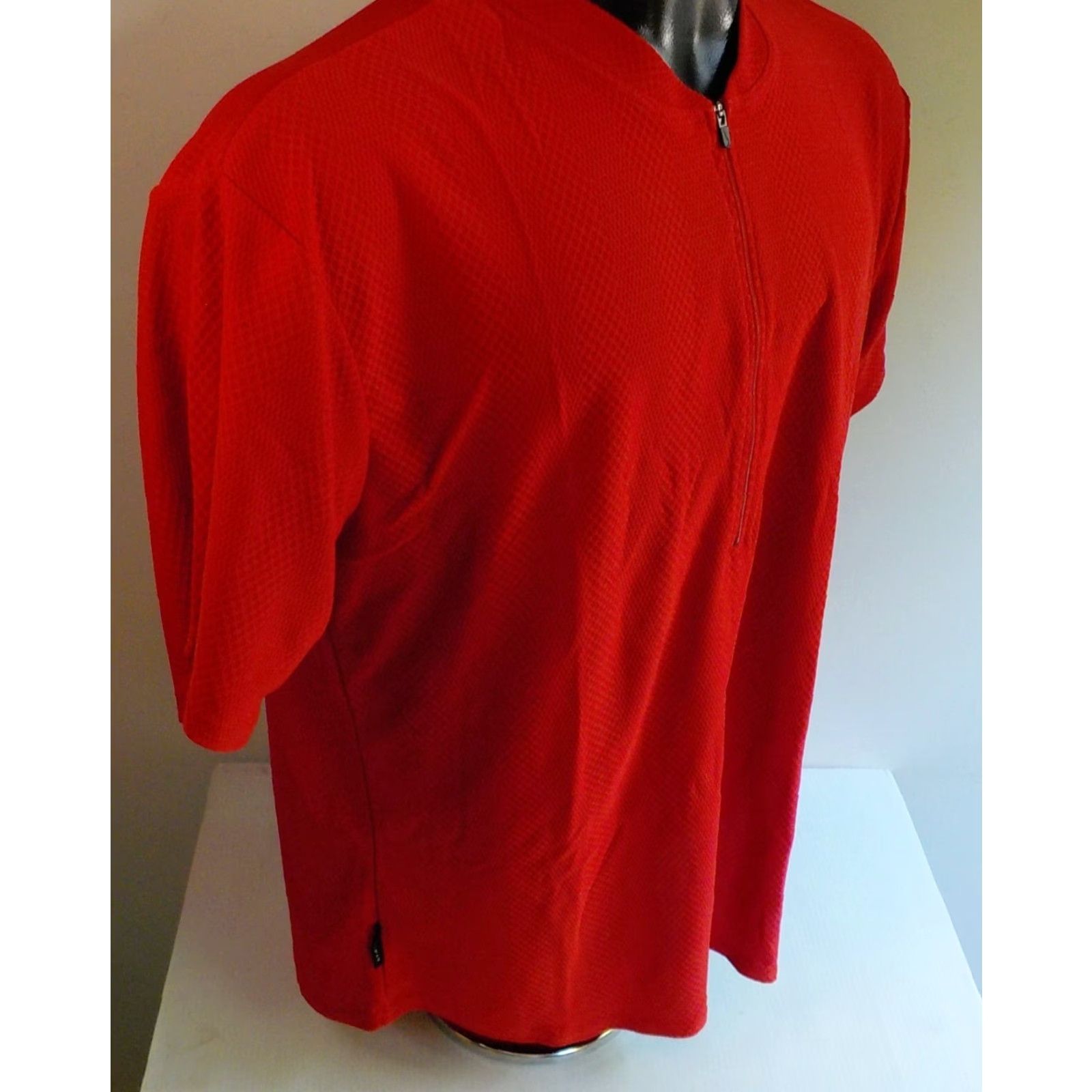 Nike NIKE Dri-Fit 1/4 Zip Pullover SS Shirt Red LG Adult Large Polo Collar NWT Size US L / EU 52-54 / 3 - 3 Thumbnail