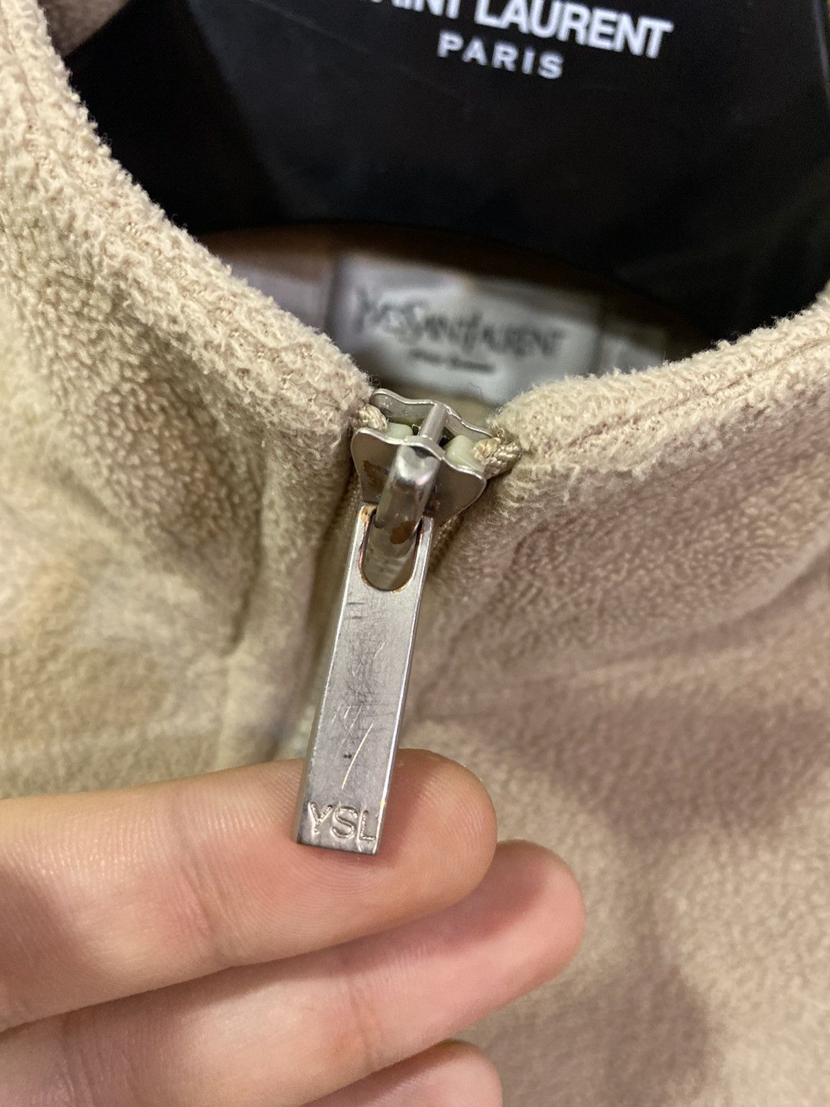 Yves Saint Laurent Fleece YSL Sweatshirt 1/4 Quarter Zip Big Logo Sweater Size US L / EU 52-54 / 3 - 3 Thumbnail
