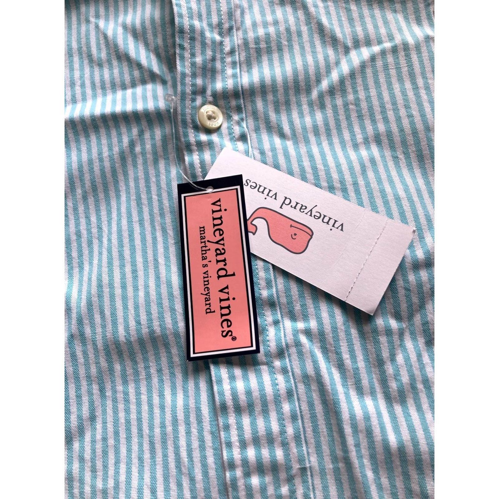 Vineyard Vines Vineyard Vines Shirt Mens 2XL Long Sleeve Striped Oxford Whale Turquoise Blue Button-Up Collared Classic Mens Size US XXL / EU 58 / 5 - 7 Thumbnail